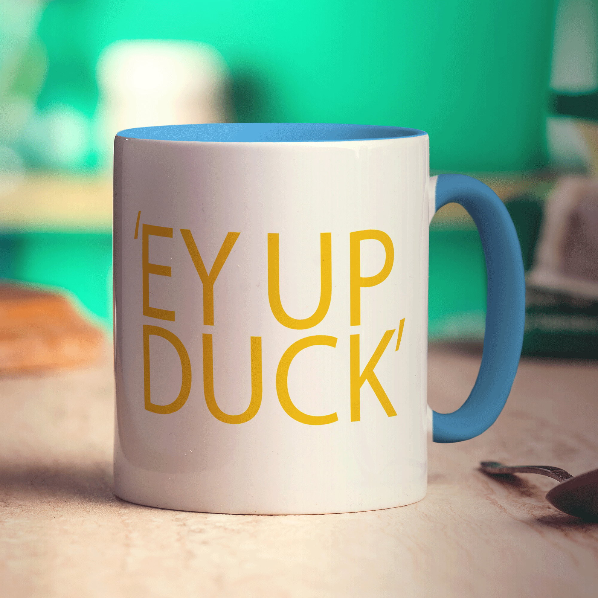 Personalised Mug - 'Ey Up Duck' - Standard 330ml (11oz) / Blue