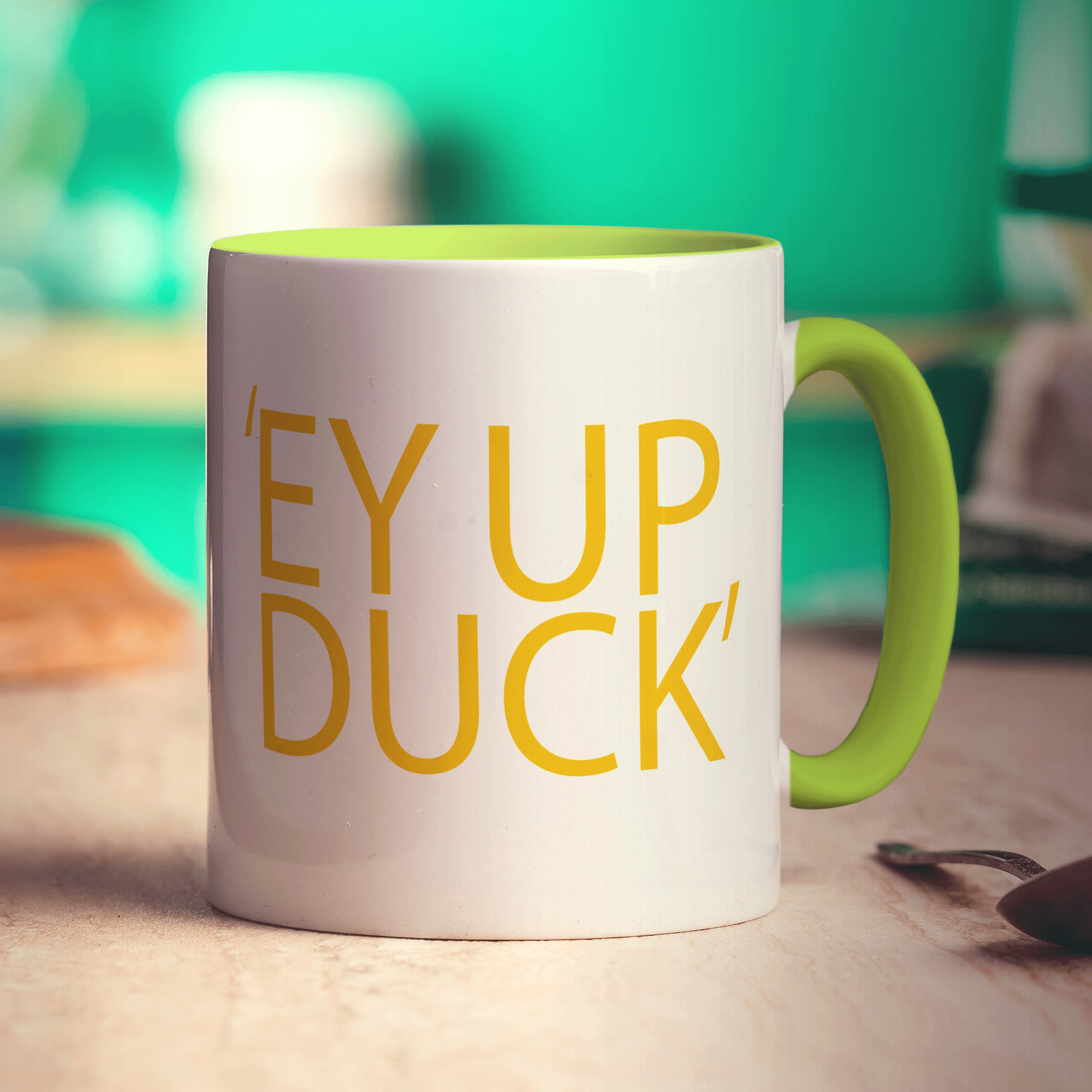 Personalised Mug - 'Ey Up Duck' - Standard 330ml (11oz) / Green