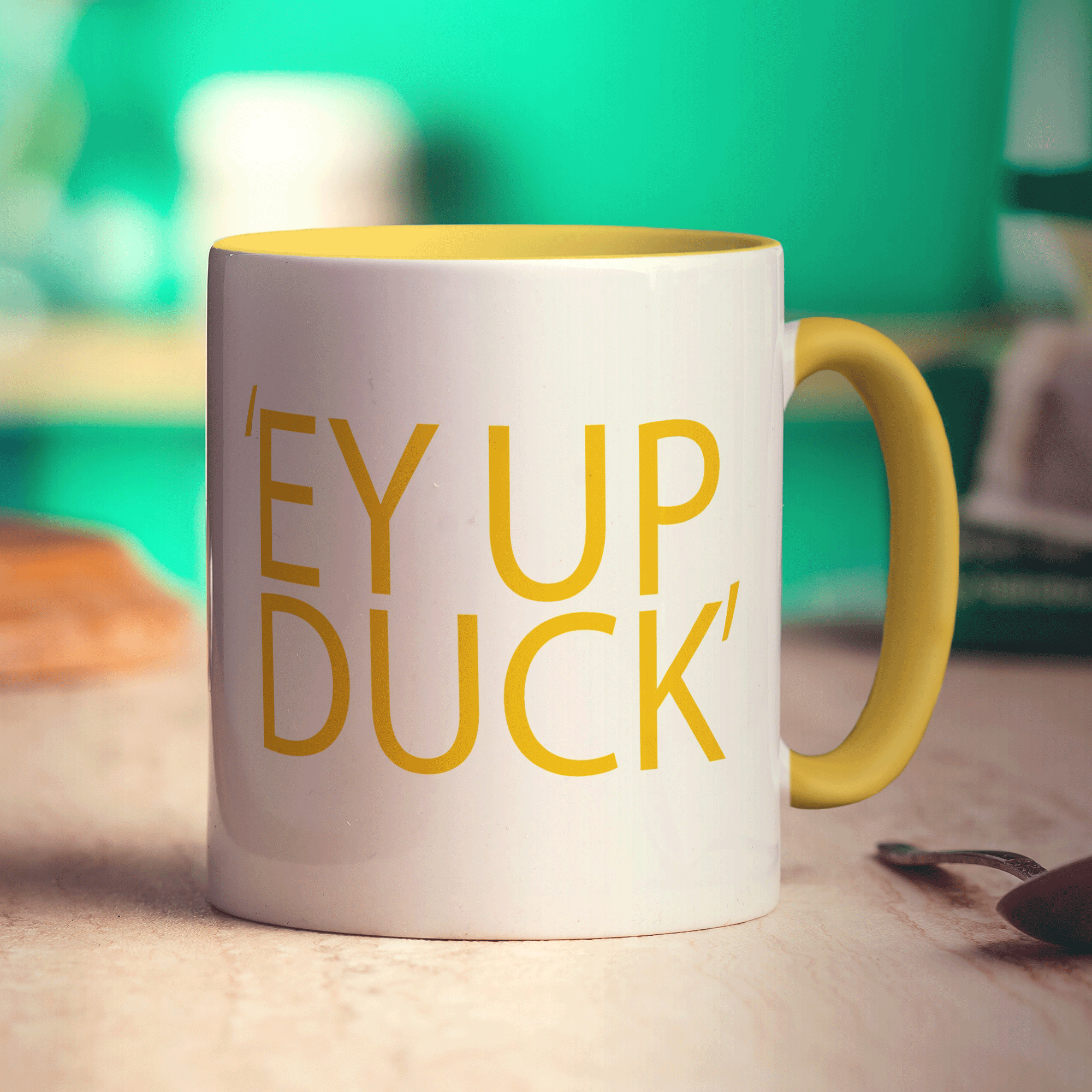 Personalised Mug - 'Ey Up Duck' - Standard 330ml (11oz) / Yellow
