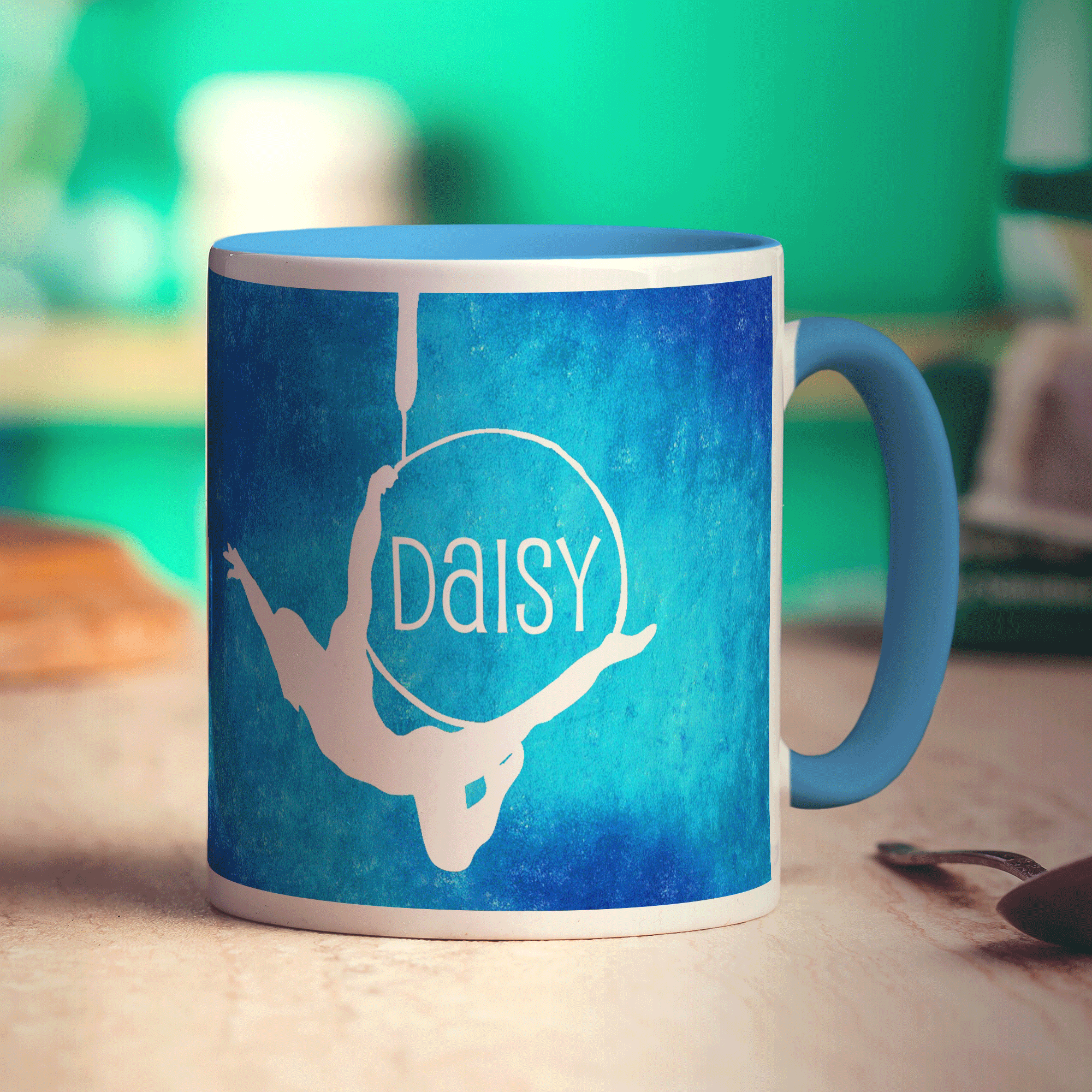 Hoop Acrobat Mug by Anna Lambert - Standard 330ml (11oz) / Blue