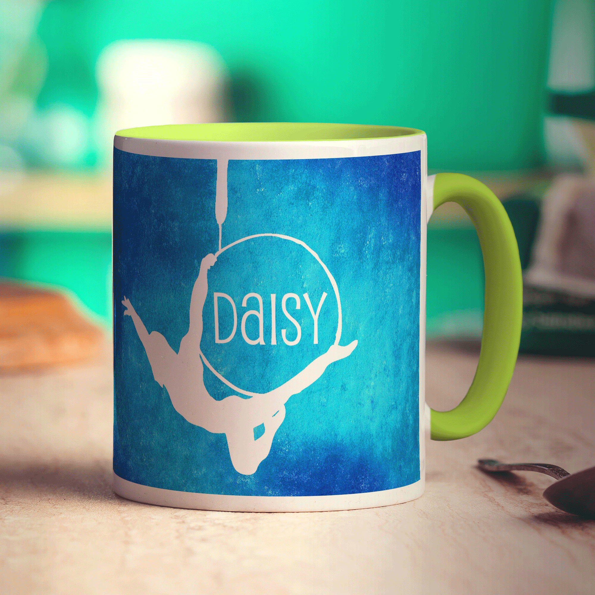 Hoop Acrobat Mug by Anna Lambert - Standard 330ml (11oz) / Green