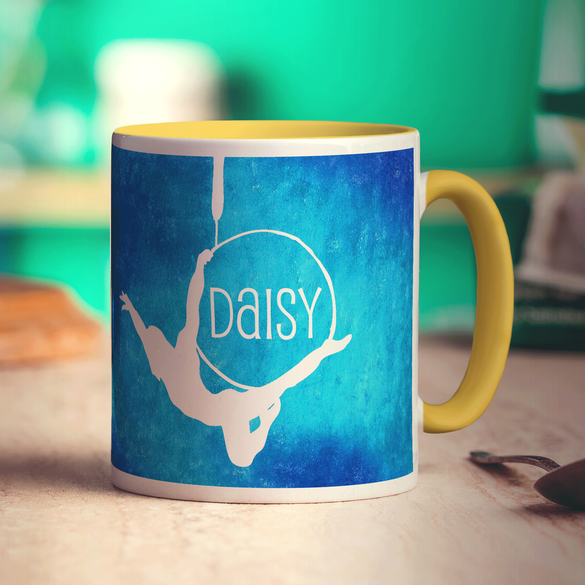 Hoop Acrobat Mug by Anna Lambert - Standard 330ml (11oz) / Yellow