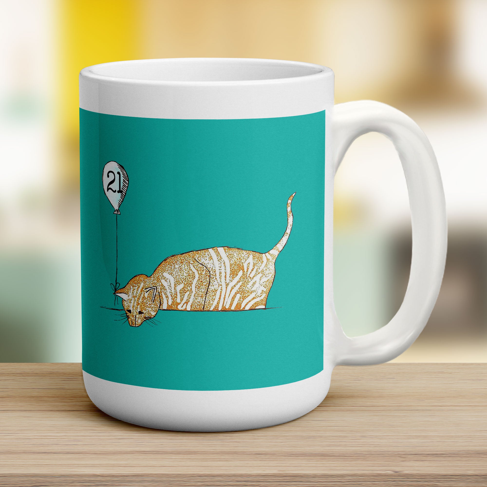 Birthday Cat Mug by Hannah Mansfield - Jumbo 440ml (15oz) / White