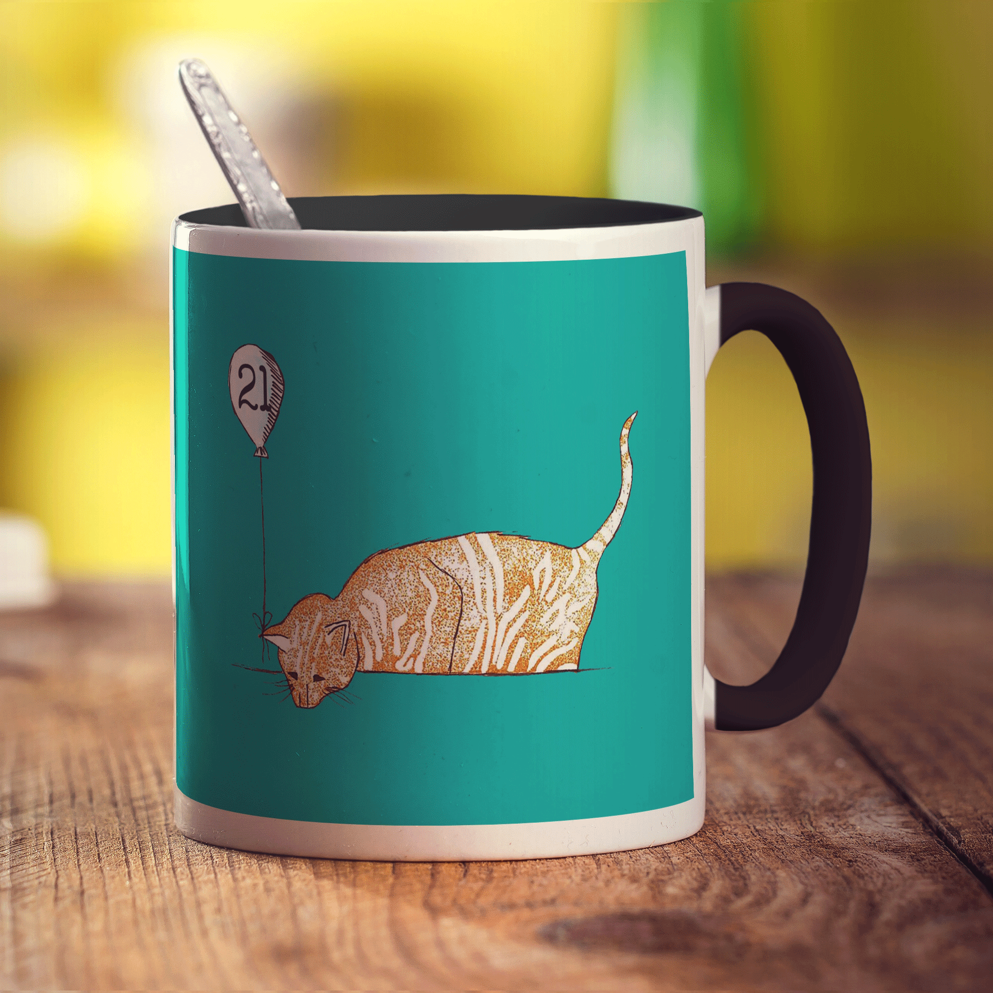 Birthday Cat Mug by Hannah Mansfield - Standard 330ml (11oz) / Black