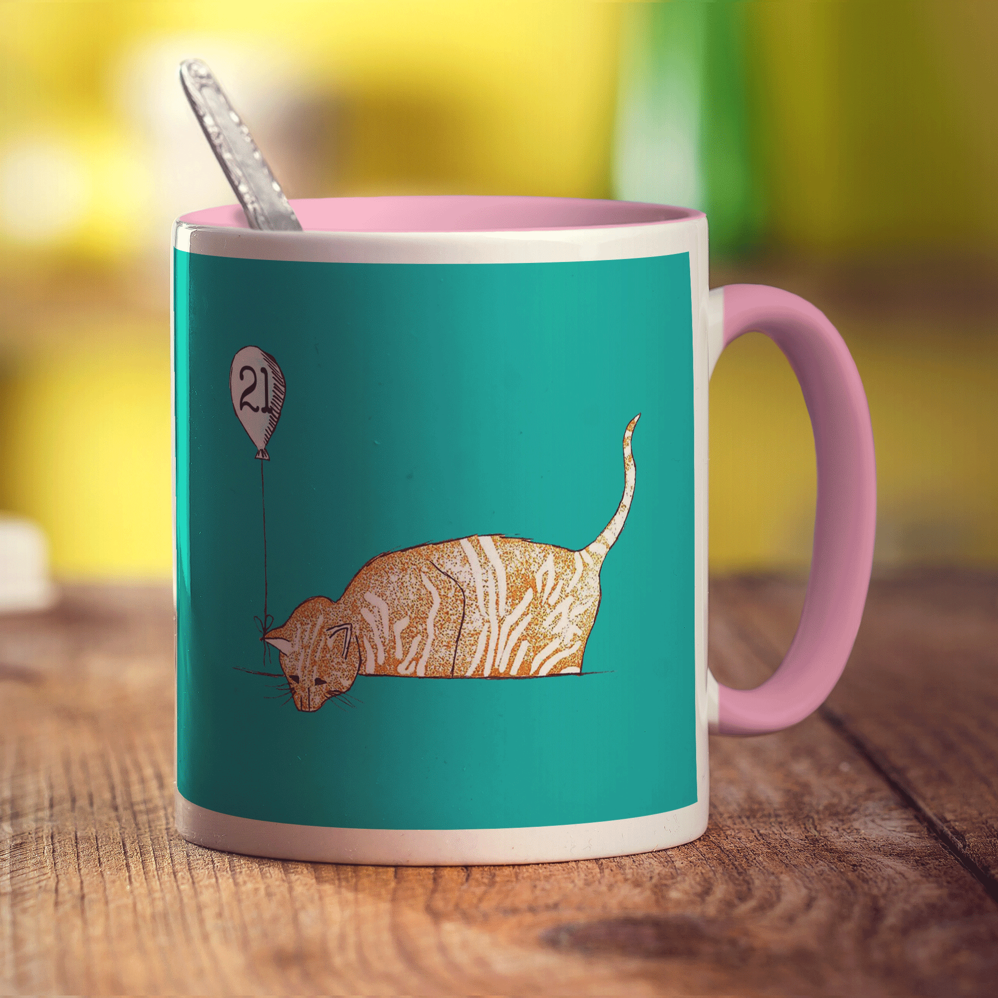 Birthday Cat Mug by Hannah Mansfield - Standard 330ml (11oz) / Pink