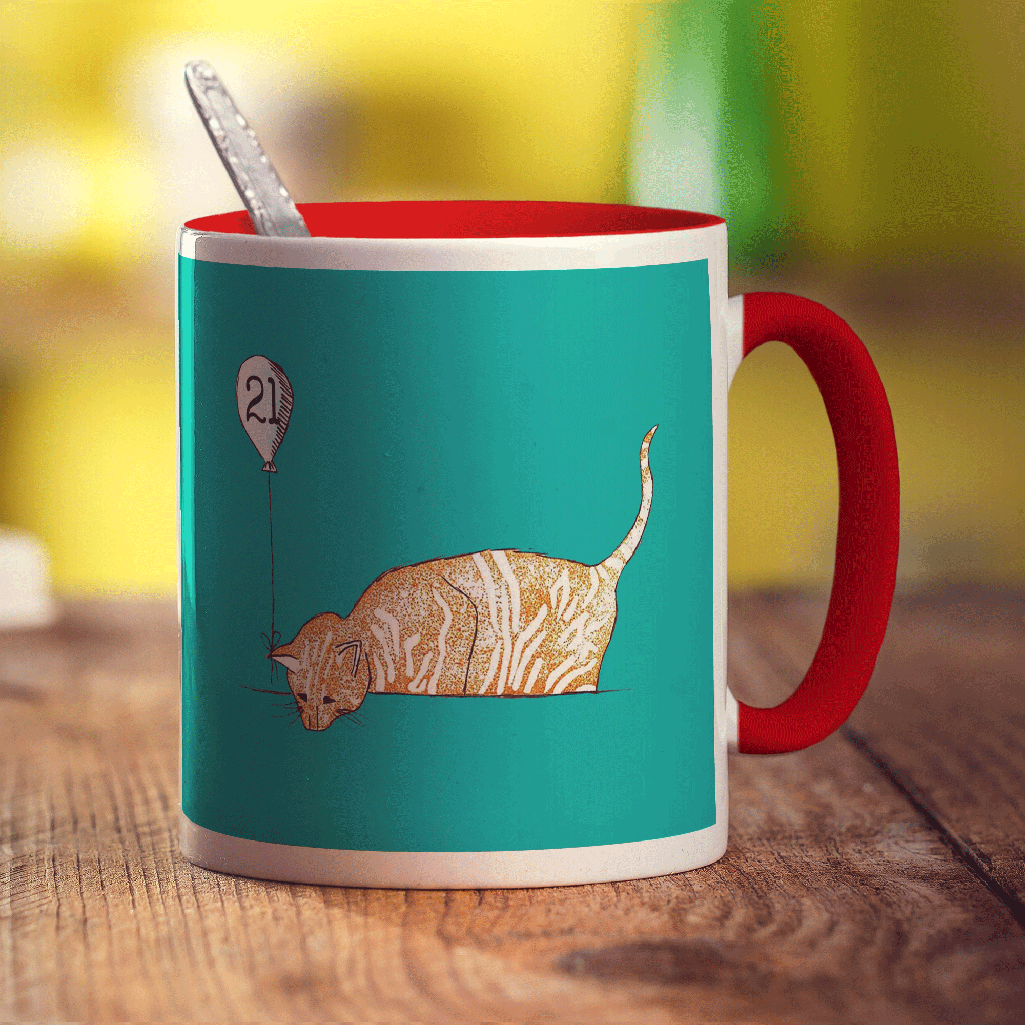 Birthday Cat Mug by Hannah Mansfield - Standard 330ml (11oz) / Red