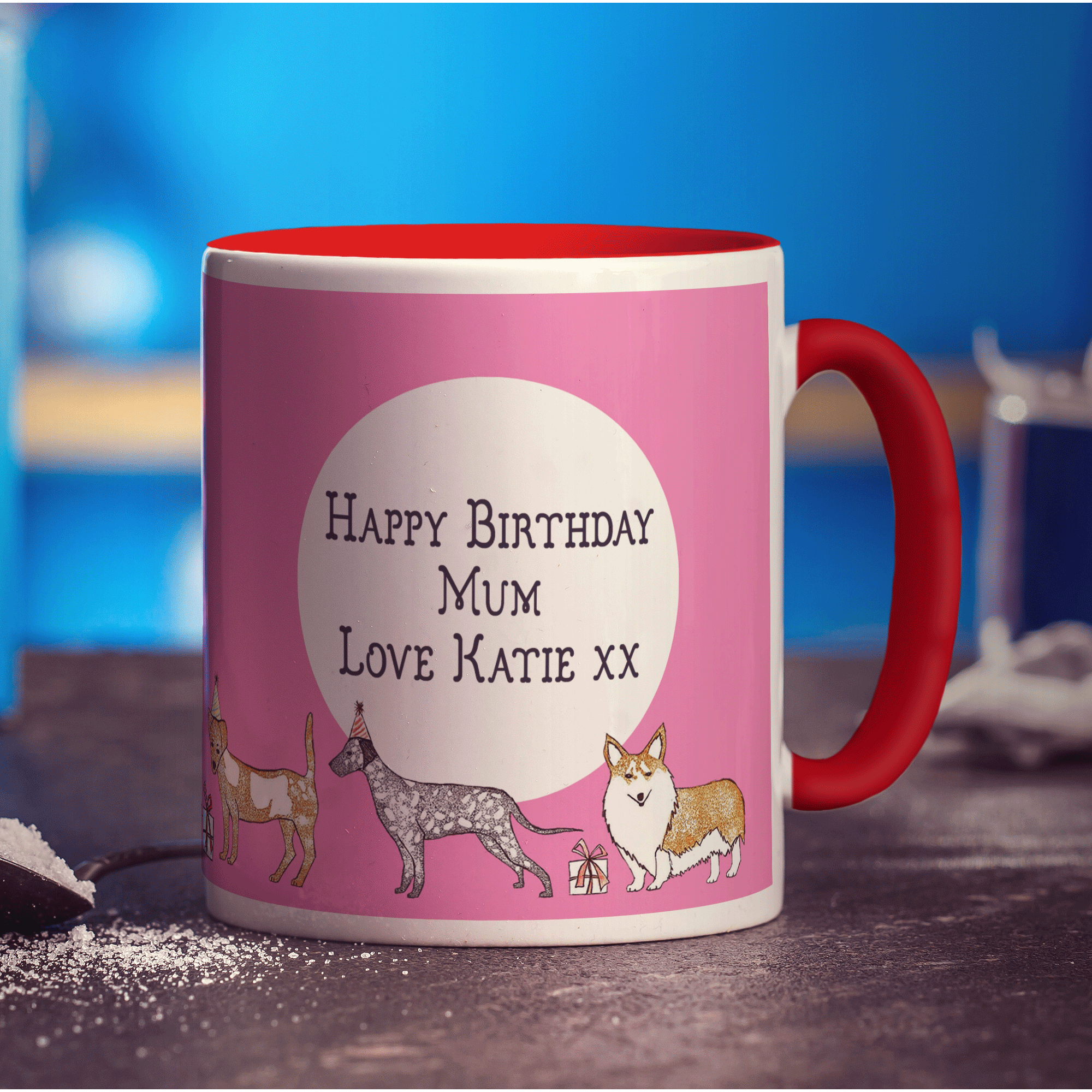Birthday Dog Mug by Hannah Mansfield - Standard 330ml (11oz) / Red