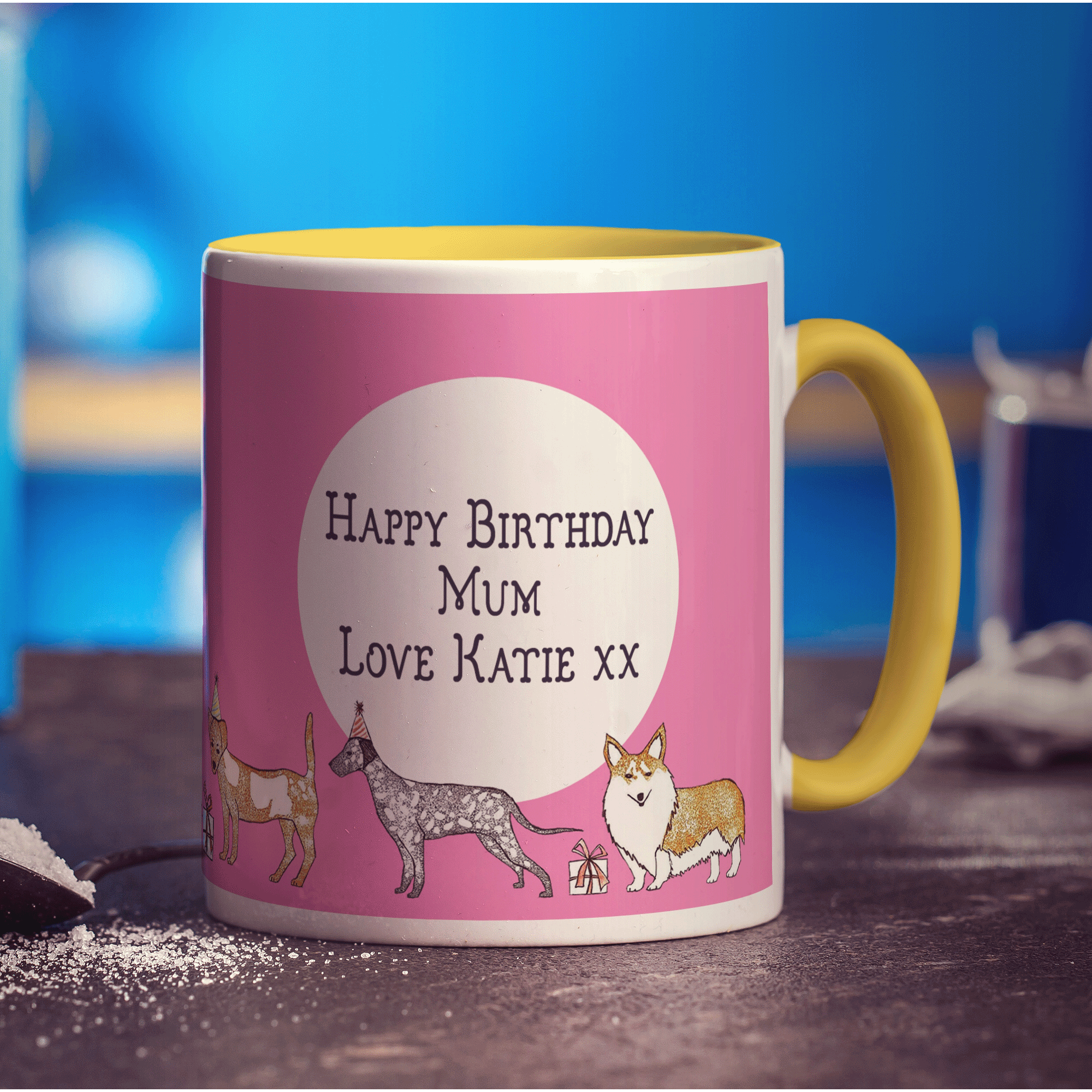 Birthday Dog Mug by Hannah Mansfield - Standard 330ml (11oz) / Yellow