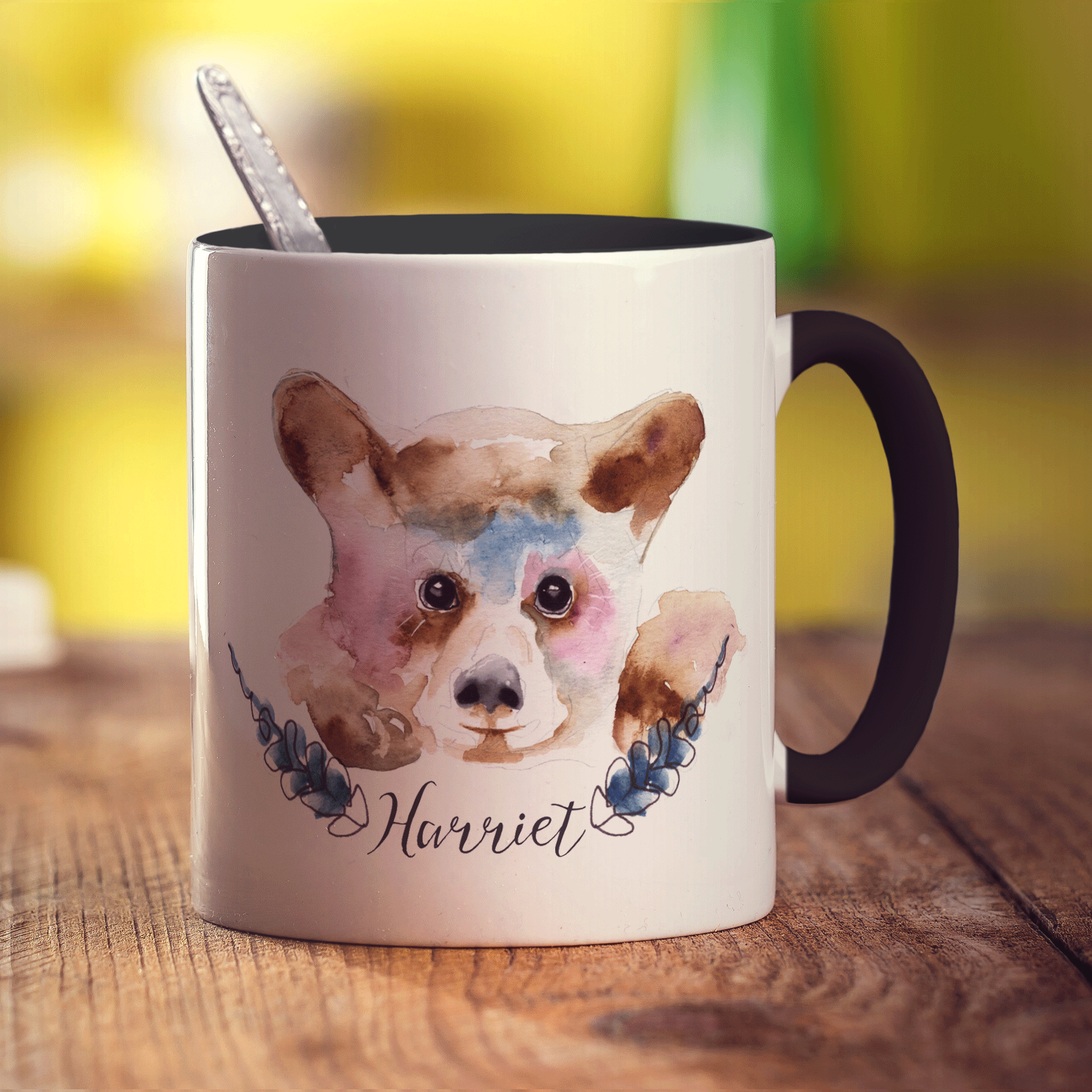 Watercolour Bear Mug by Harriet Perkins - Standard 330ml (11oz) / Black