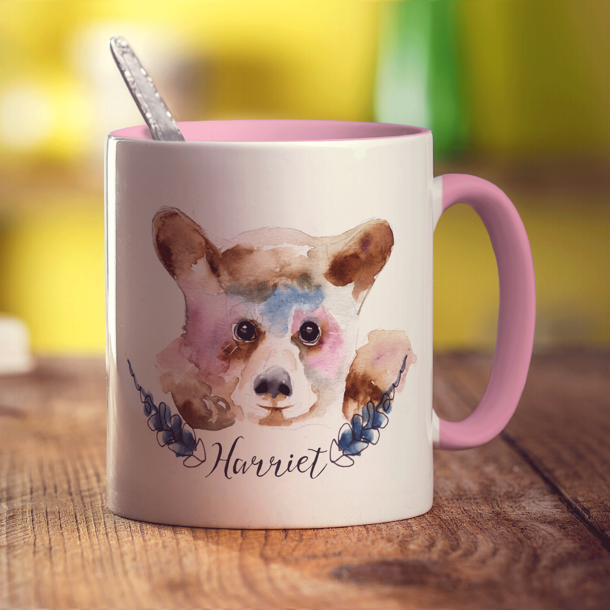 Watercolour Bear Mug by Harriet Perkins - Standard 330ml (11oz) / Pink