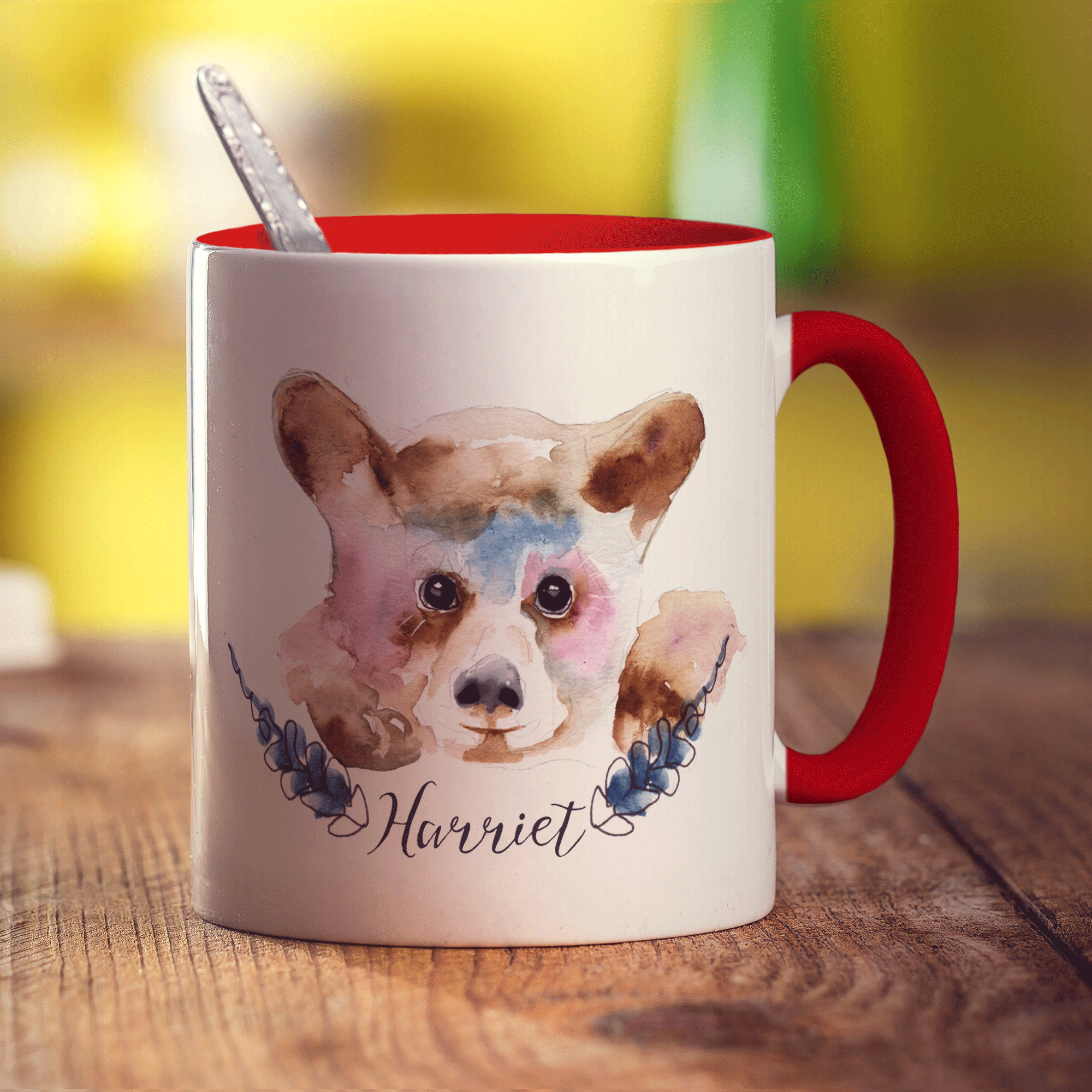Watercolour Bear Mug by Harriet Perkins - Standard 330ml (11oz) / Red