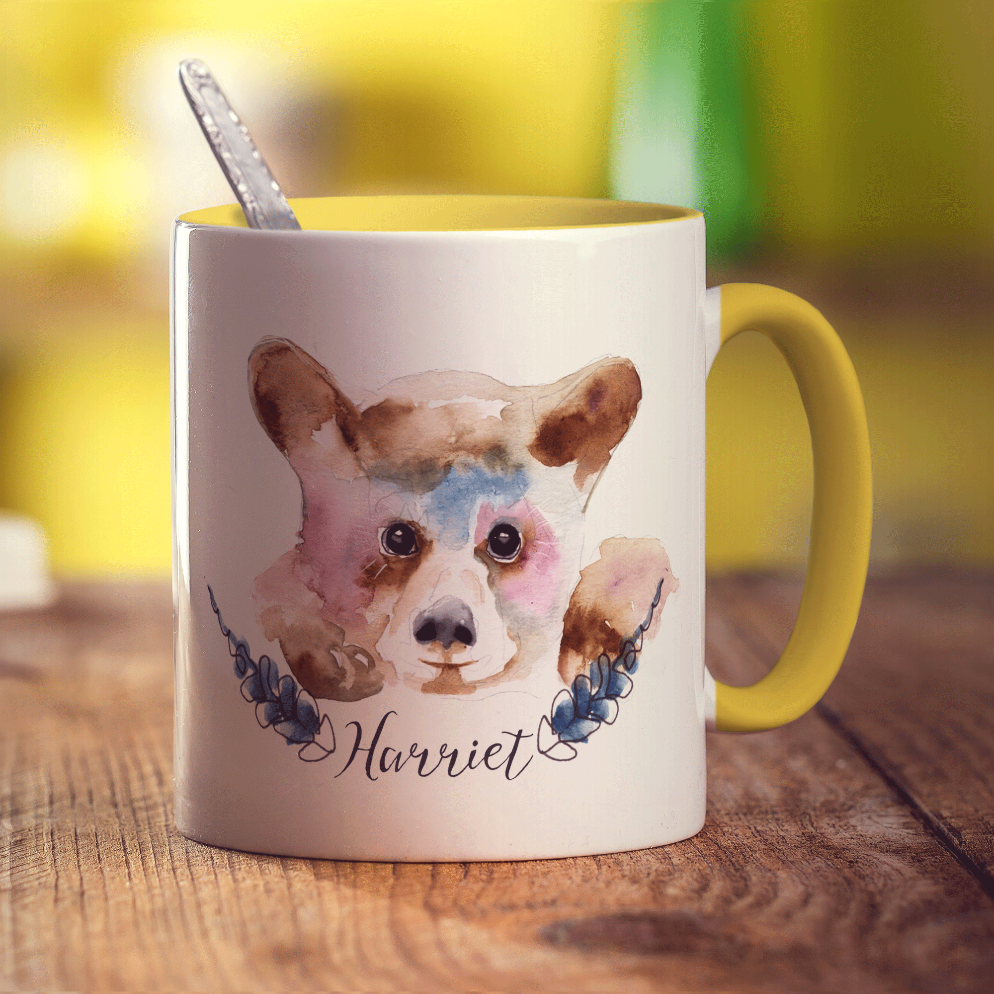 Watercolour Bear Mug by Harriet Perkins - Standard 330ml (11oz) / Yellow