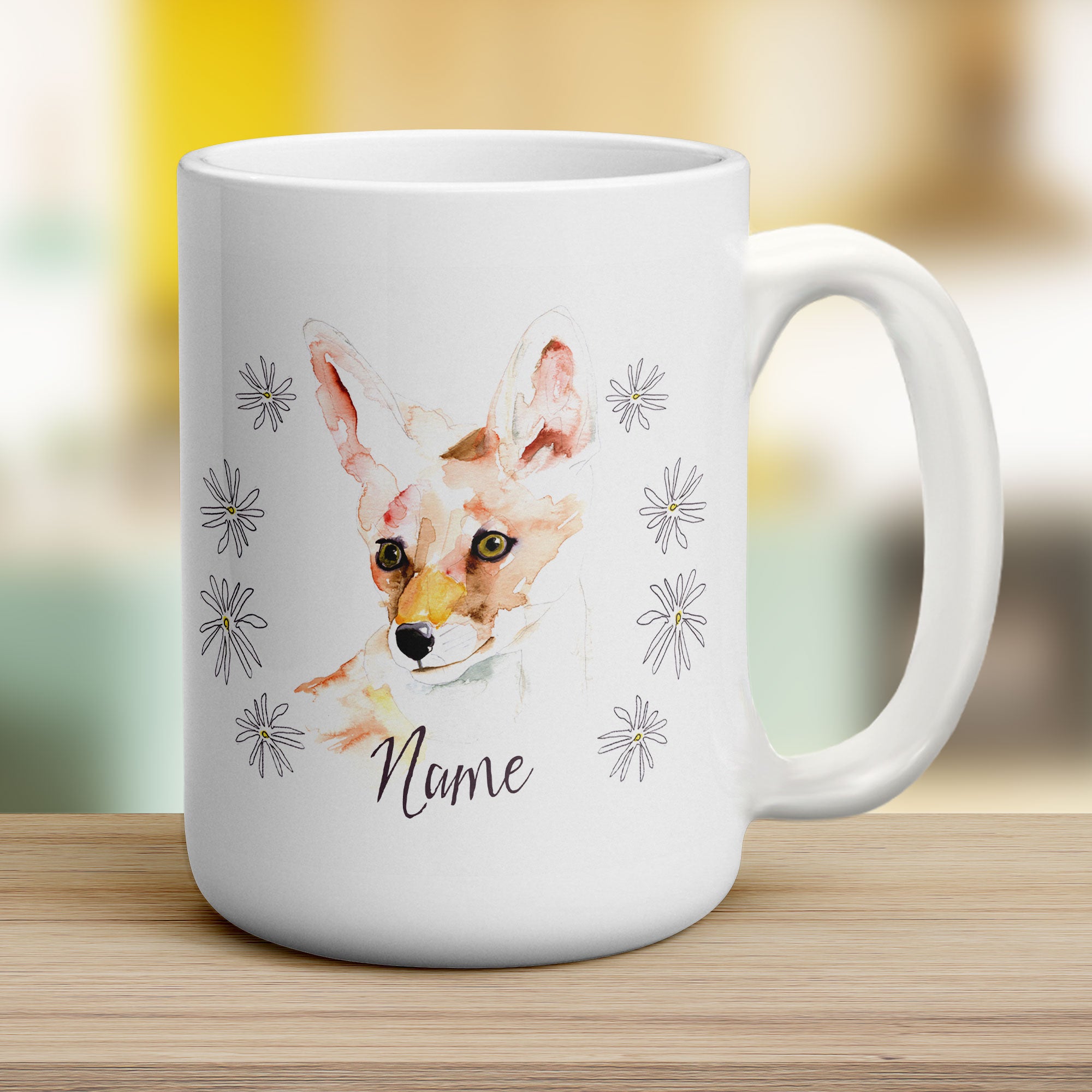 Watercolour Fox Mug by Harriet Perkins - Jumbo 440ml (15oz) / White