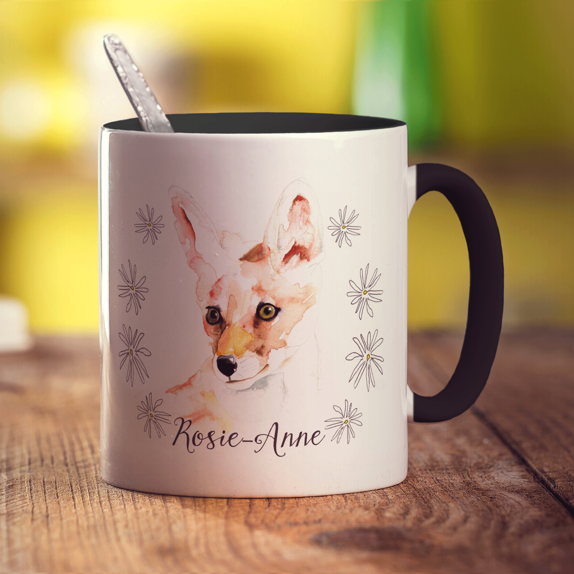 Watercolour Fox Mug by Harriet Perkins - Standard 330ml (11oz) / Black