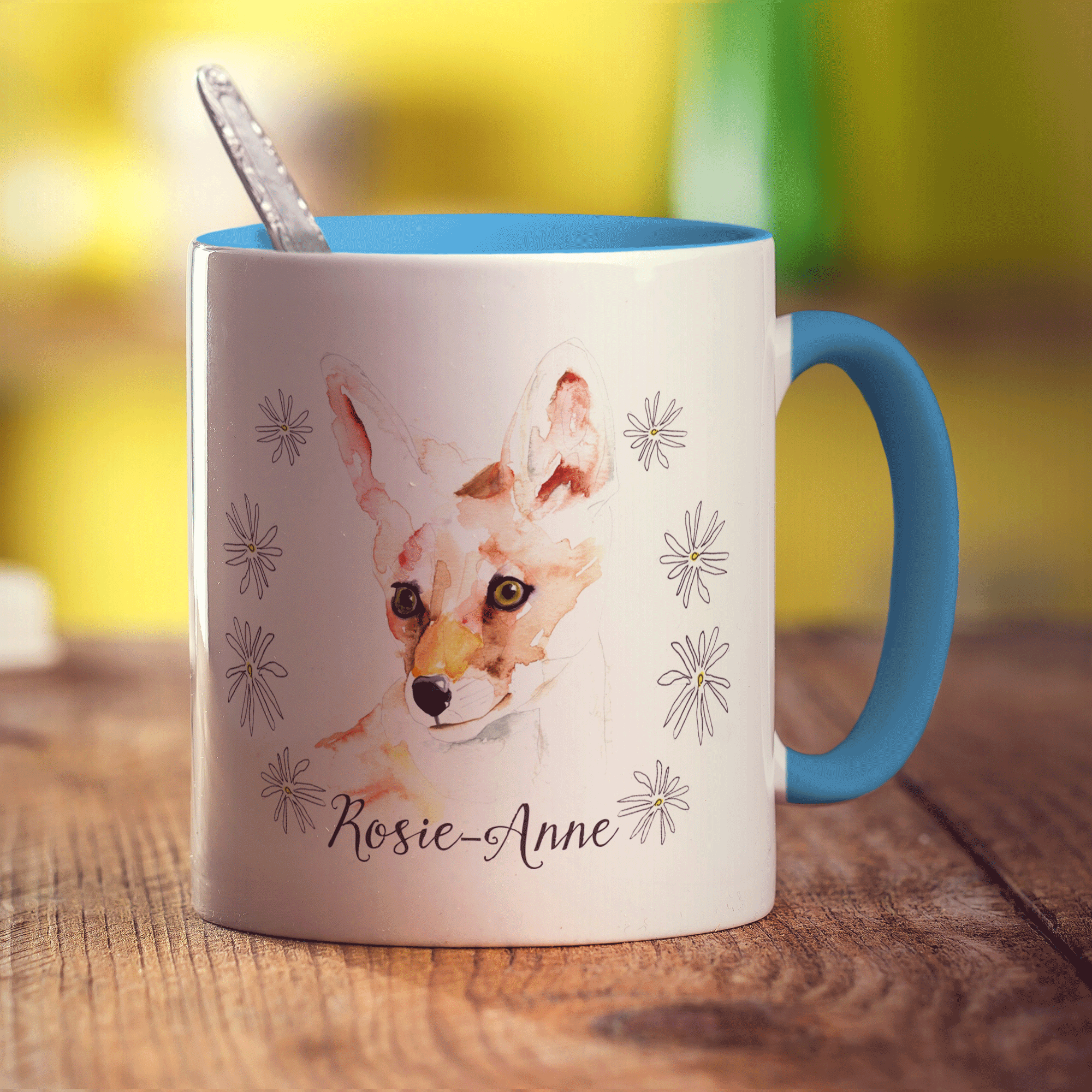 Watercolour Fox Mug by Harriet Perkins - Standard 330ml (11oz) / Blue