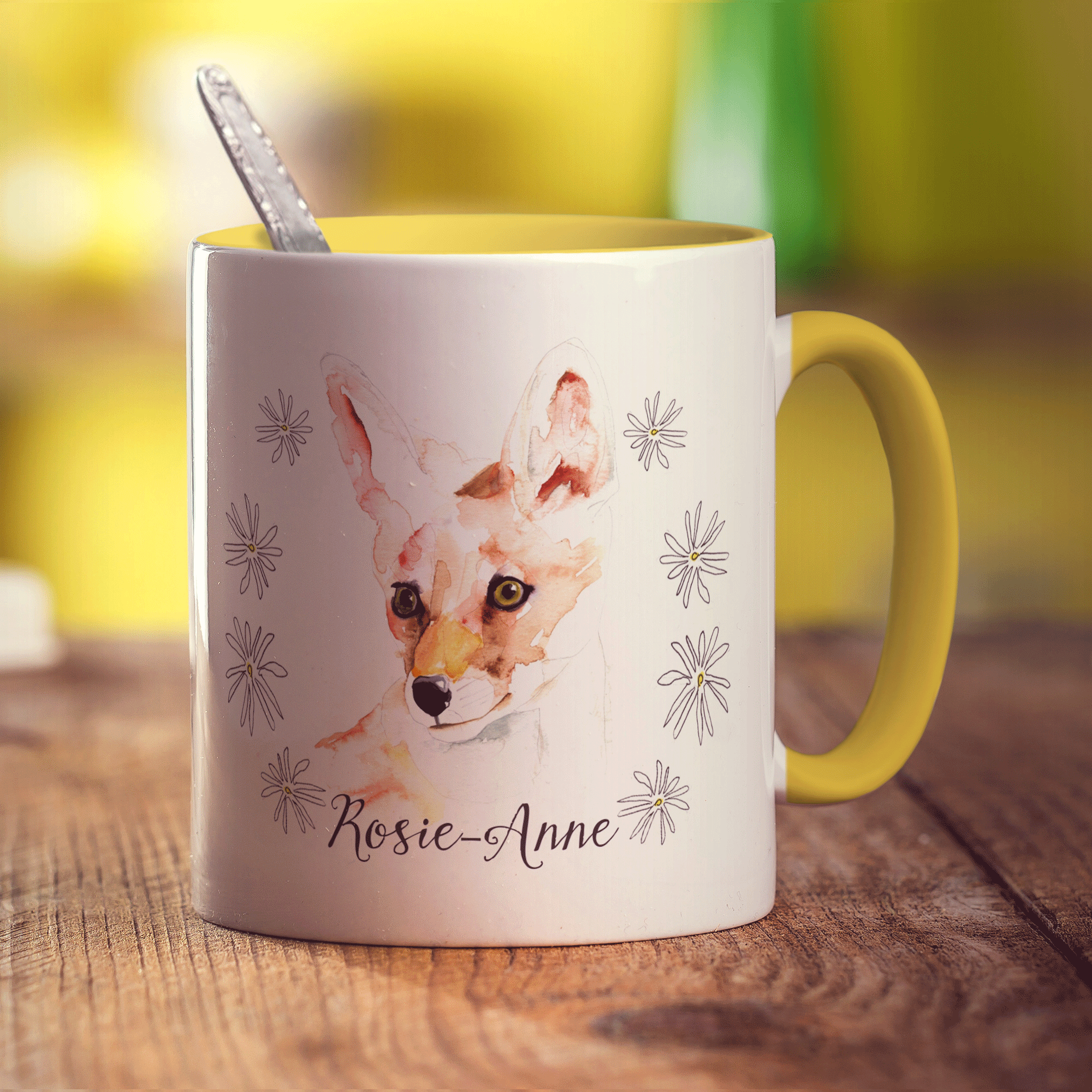 Watercolour Fox Mug by Harriet Perkins - Standard 330ml (11oz) / Yellow
