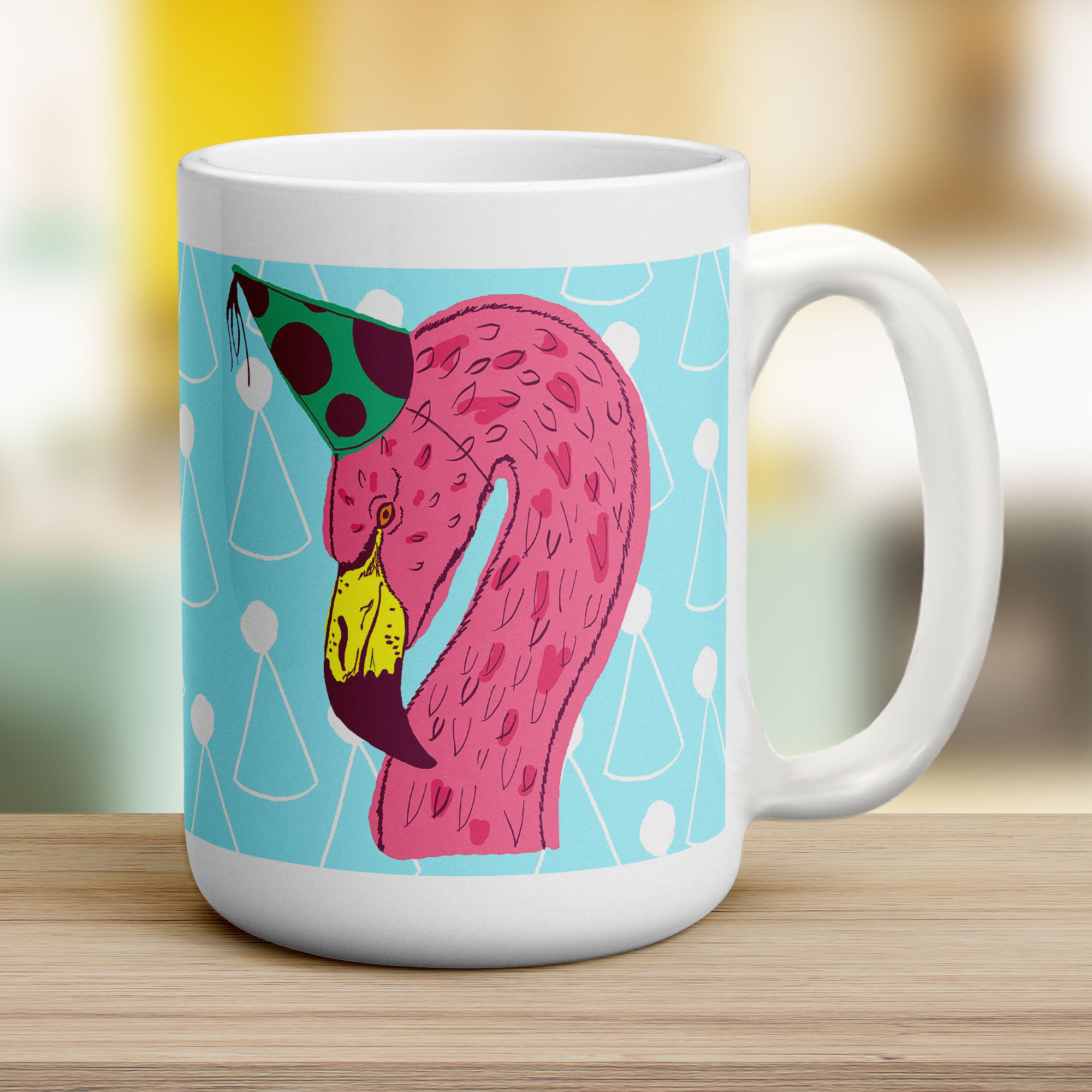 Party Flamingo Mug by Rebecca Garforth - Jumbo 440ml (15oz) / White
