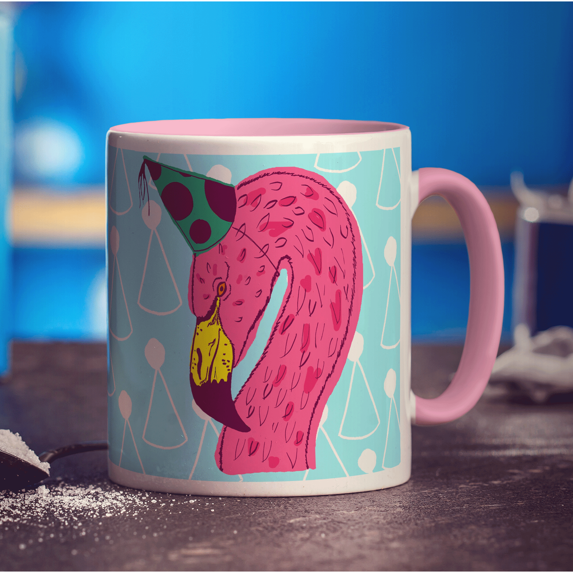 Party Flamingo Mug by Rebecca Garforth - Standard 330ml (11oz) / Pink