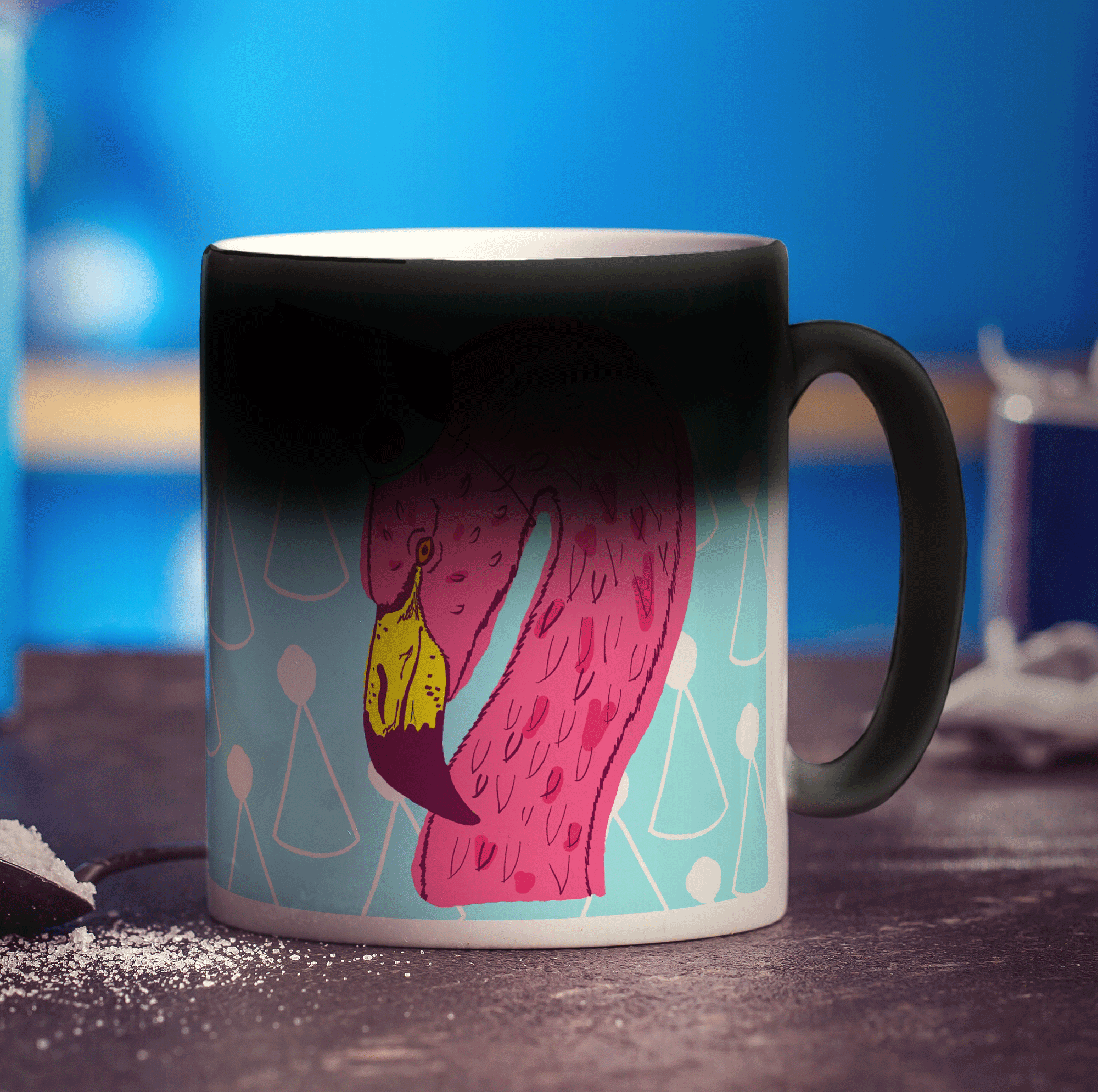 Party Flamingo Mug by Rebecca Garforth - Standard 330ml (11oz) / Magic Mug
