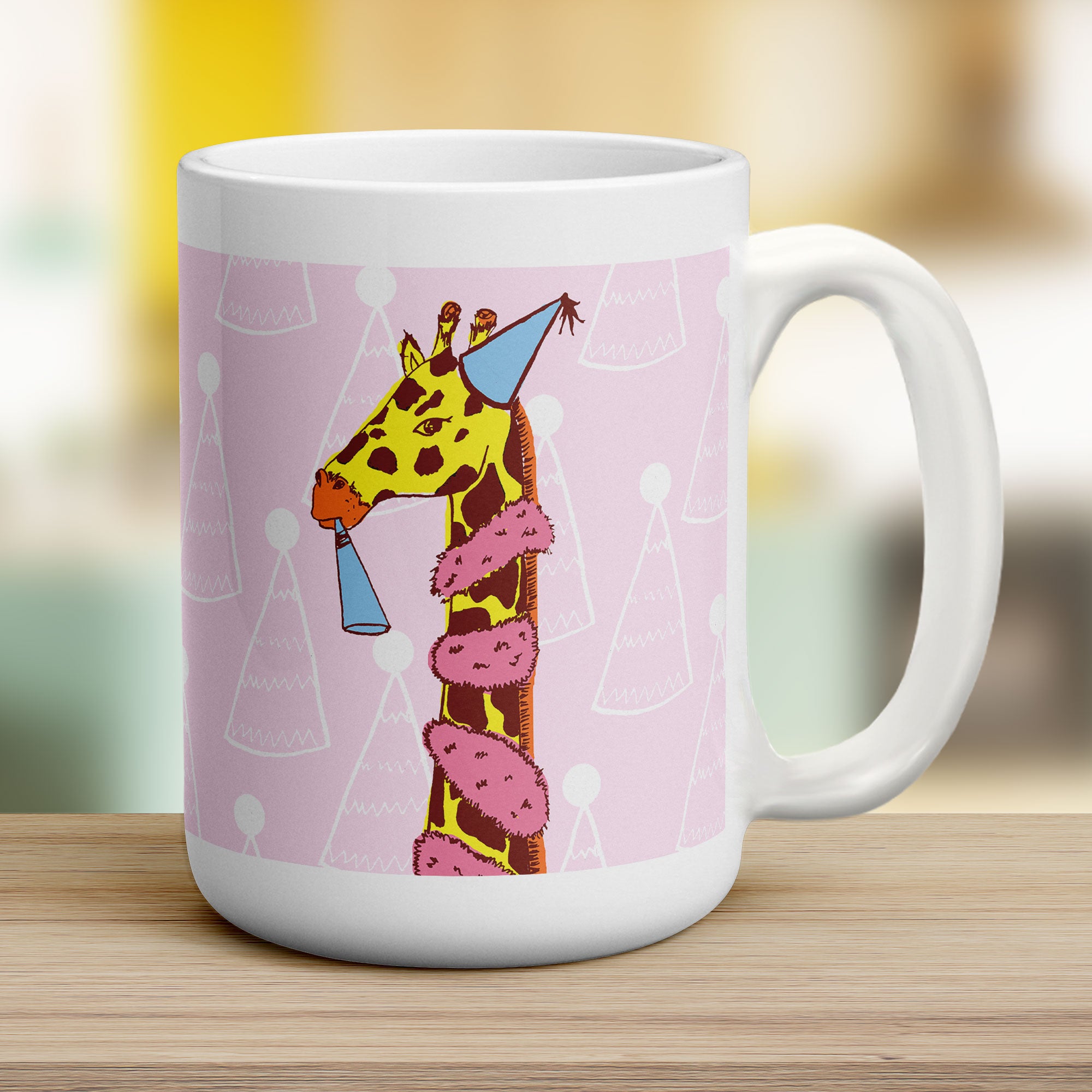 Party Giraffe Mug by Rebecca Garforth - Jumbo 440ml (15oz) / White