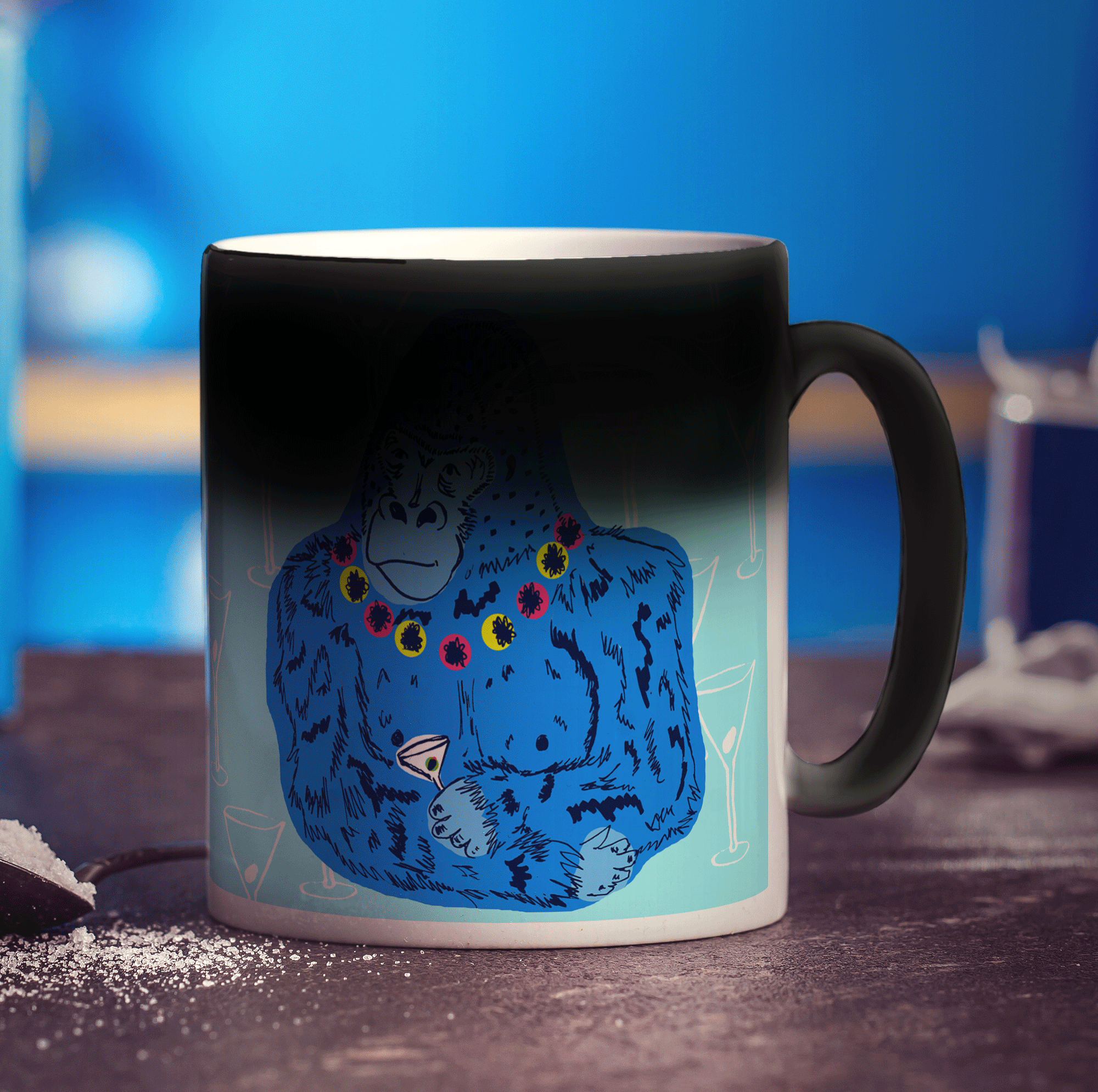 Party Gorilla Mug by Rebecca Garforth - Standard 330ml (11oz) / Magic Mug