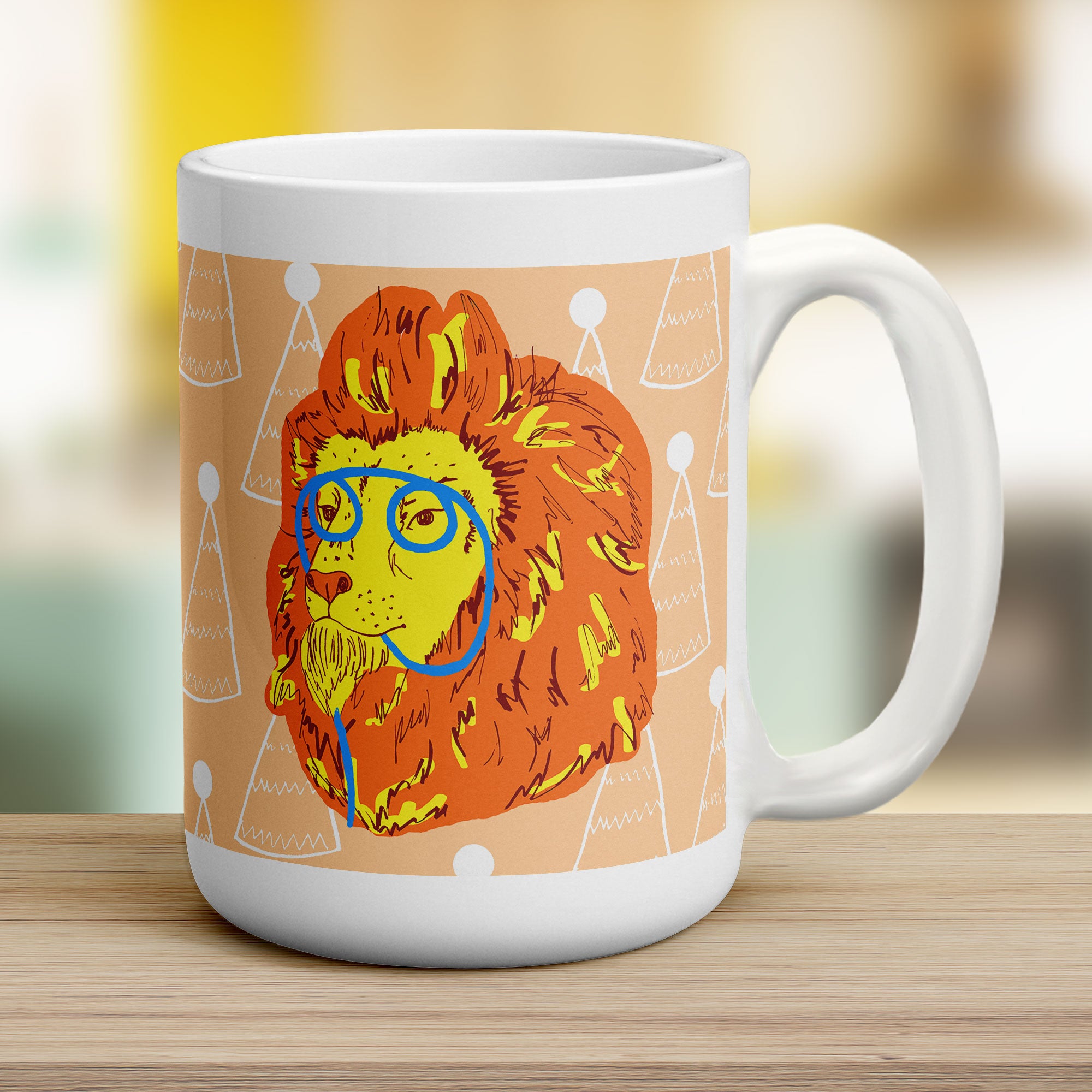 Party Lion Mug by Rebecca Garforth - Jumbo 440ml (15oz) / White
