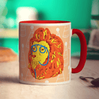Party Lion Mug by Rebecca Garforth - Standard 330ml (11oz) / Red