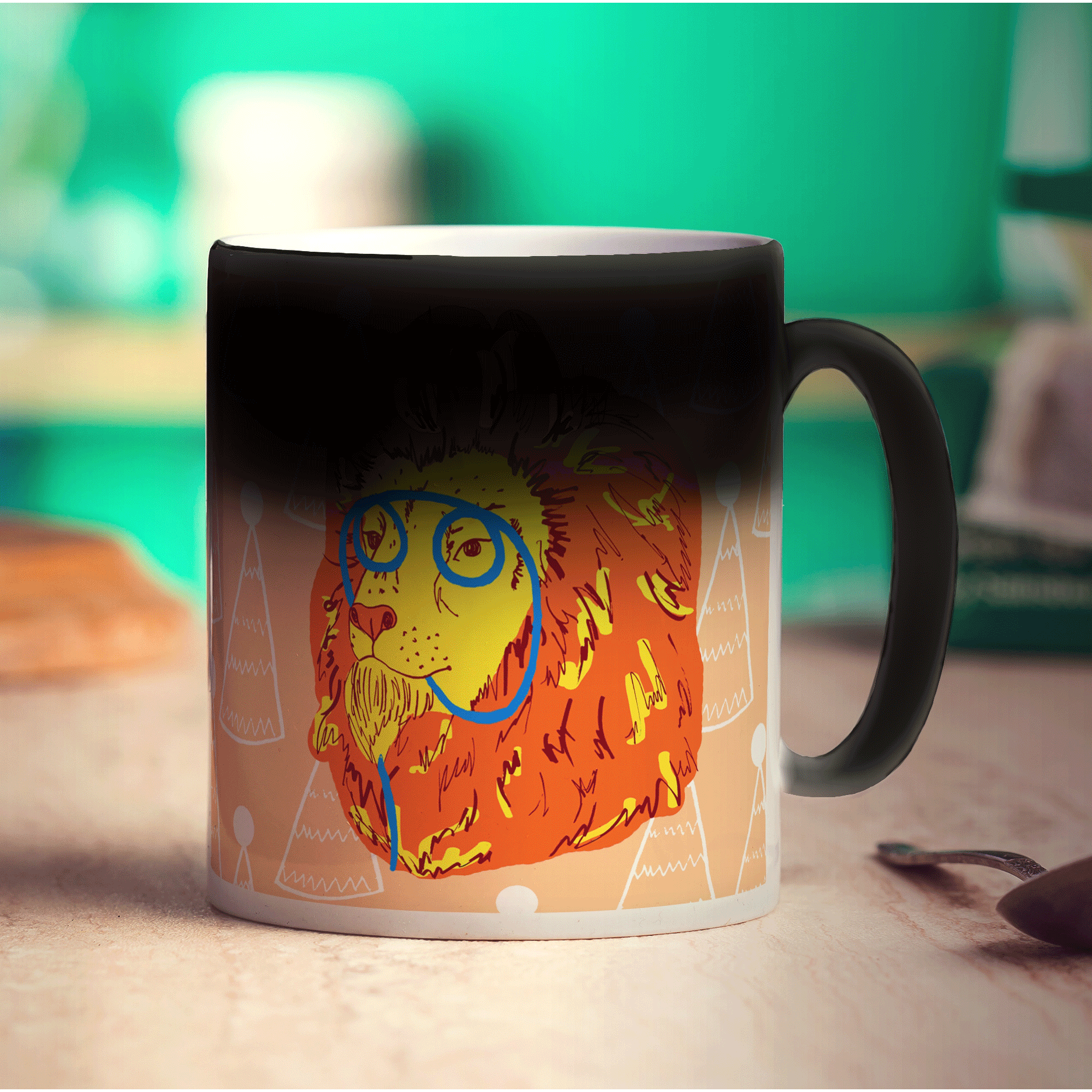 Party Lion Mug by Rebecca Garforth - Standard 330ml (11oz) / Magic Mug
