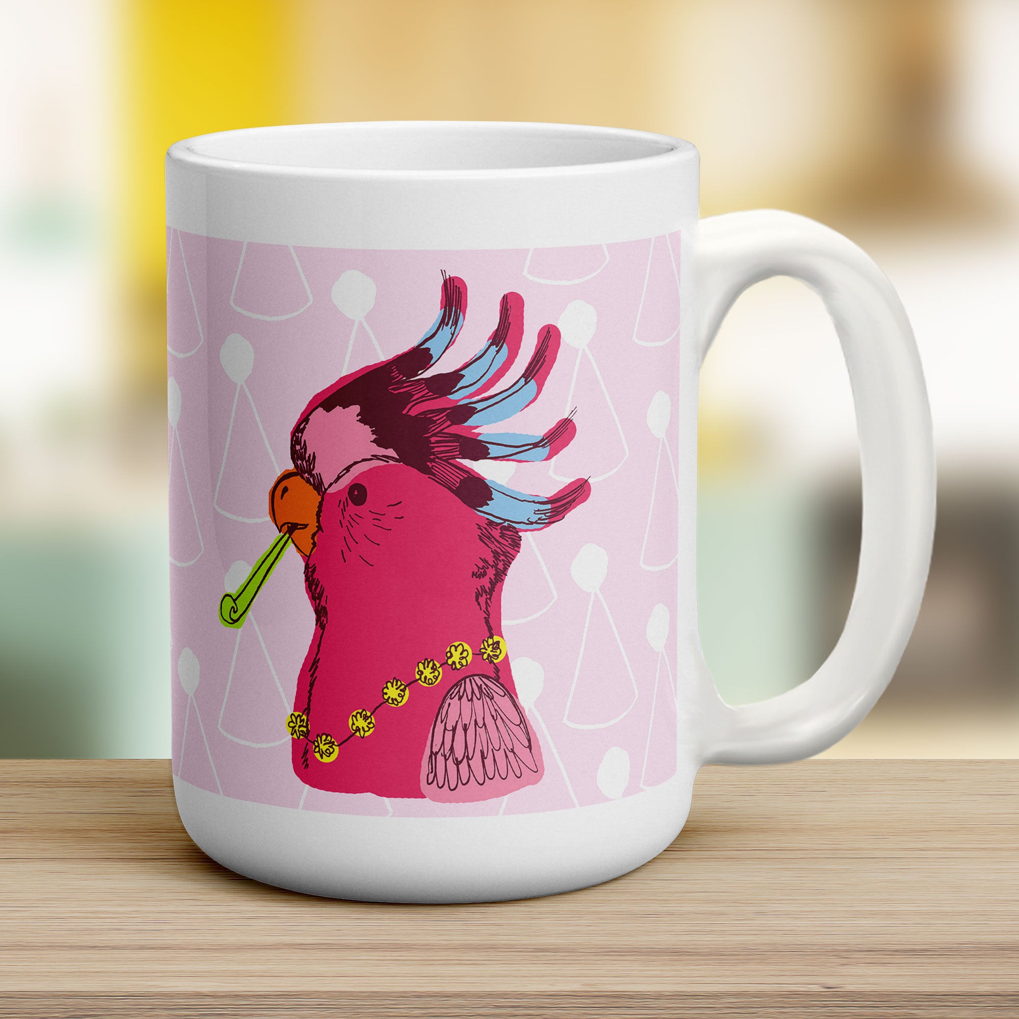 Party Parrot Mug by Rebecca Garforth - Jumbo 440ml (15oz) / White