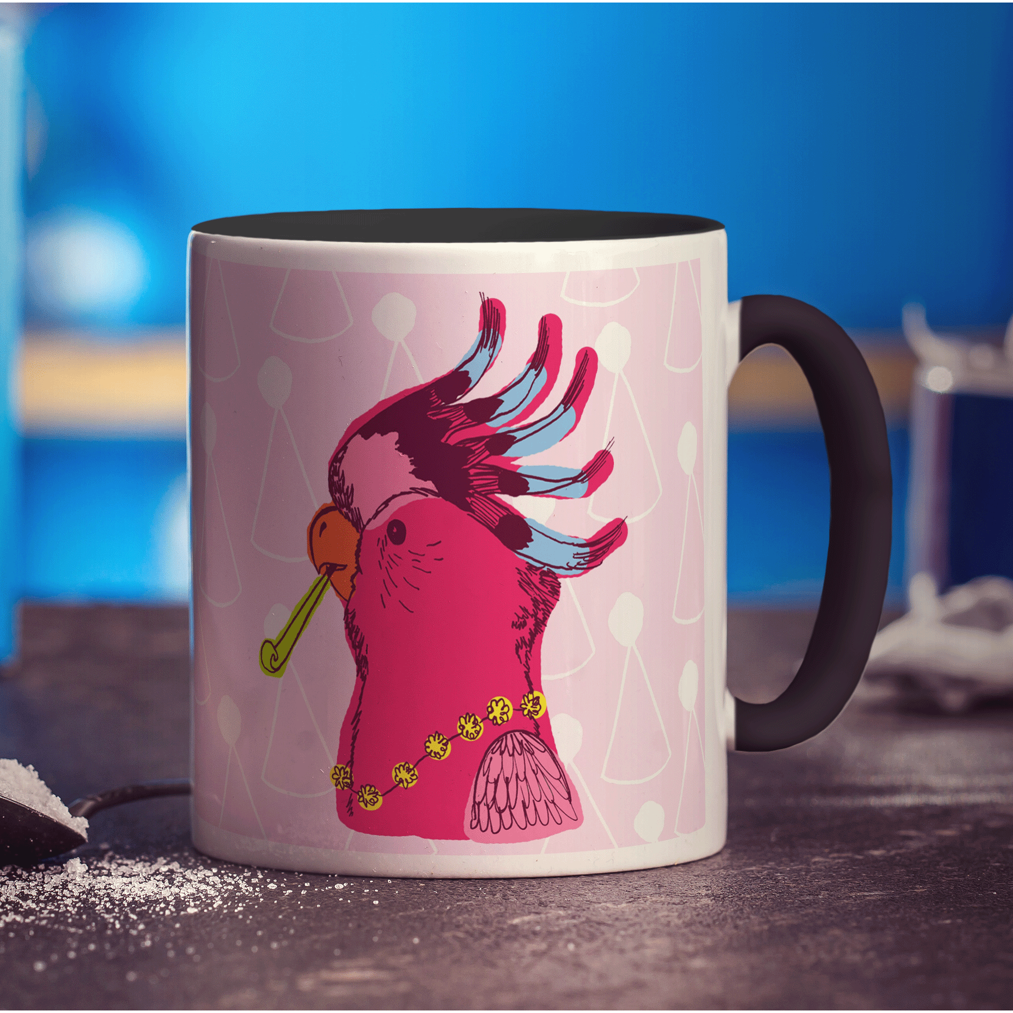 Party Parrot Mug by Rebecca Garforth - Standard 330ml (11oz) / Black