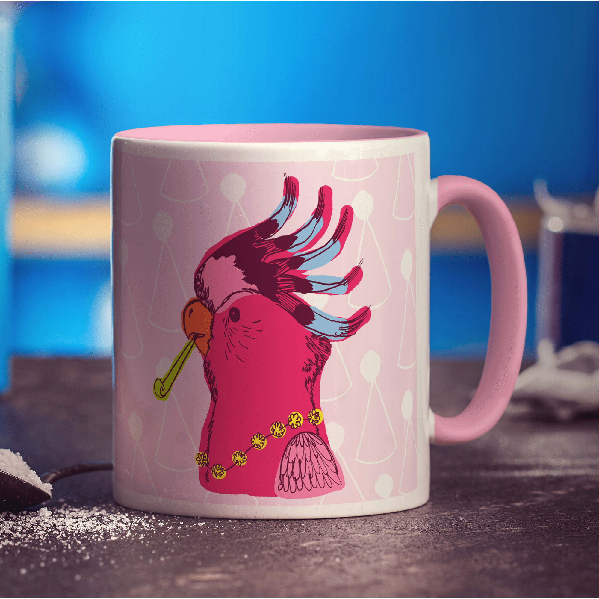 Party Parrot Mug by Rebecca Garforth - Standard 330ml (11oz) / Pink