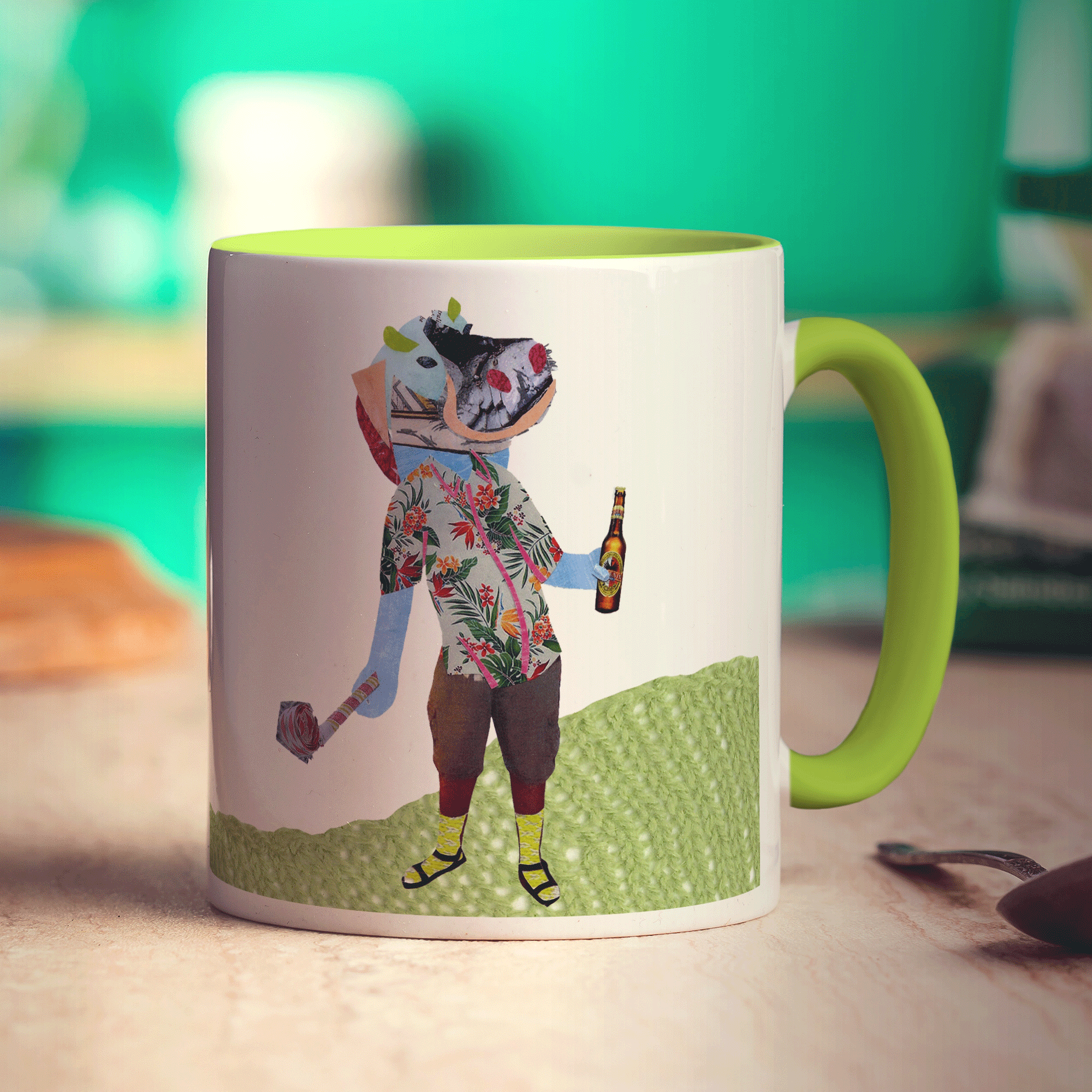 Birthday Hippo Mug by Zoe Spry - Standard 330ml (11oz) / Green