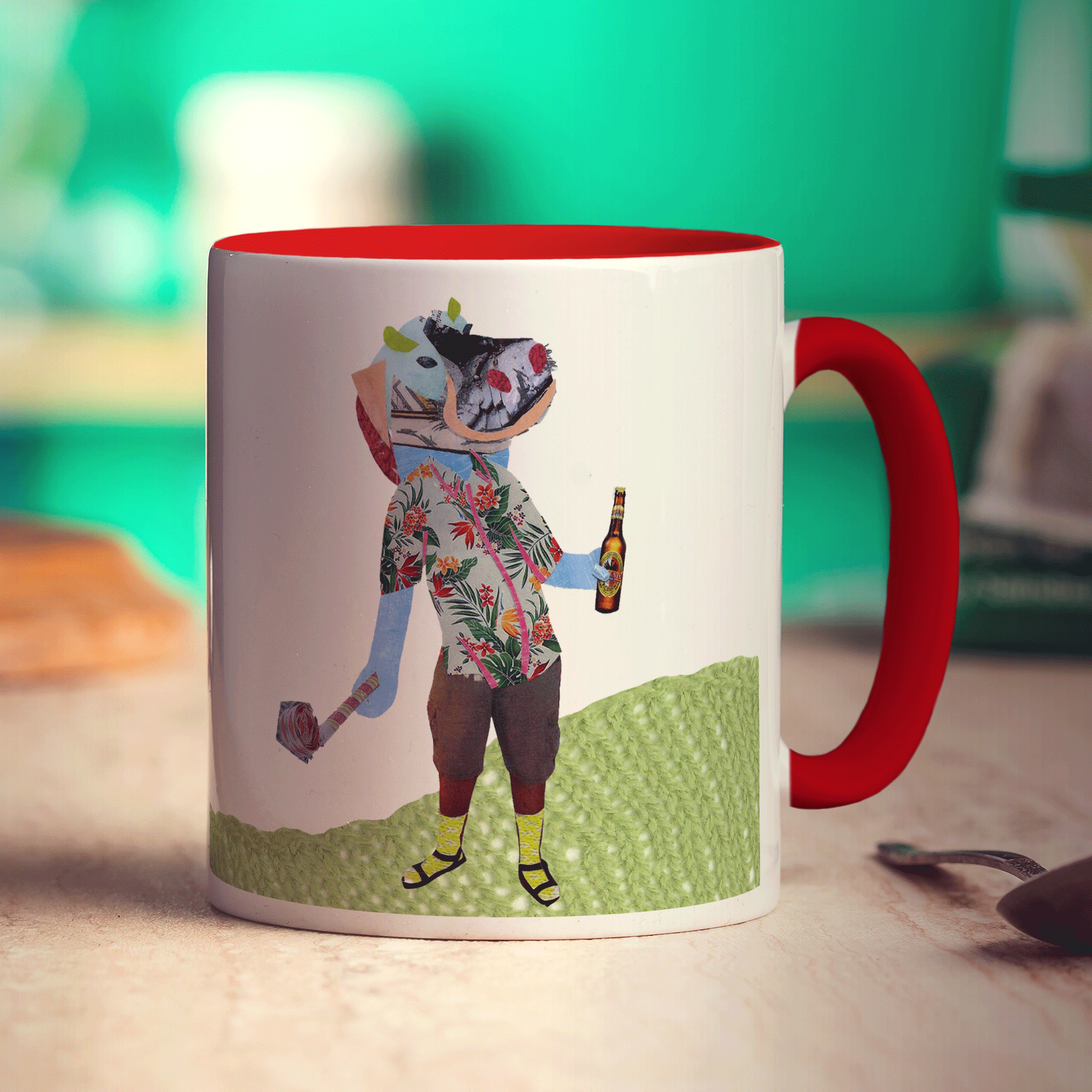 Birthday Hippo Mug by Zoe Spry - Standard 330ml (11oz) / Red