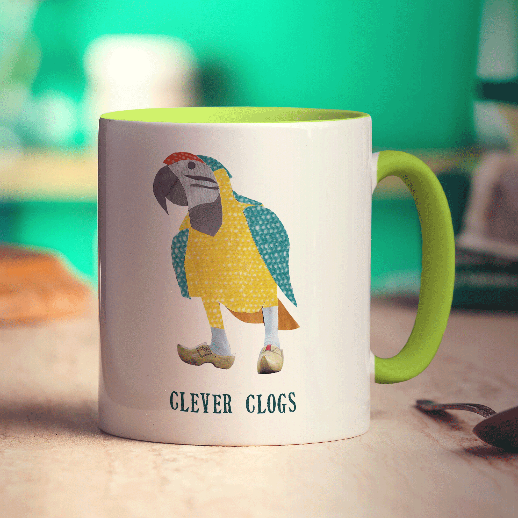 Clever Clogs Mug by Zoe Spry - Standard 330ml (11oz) / Green