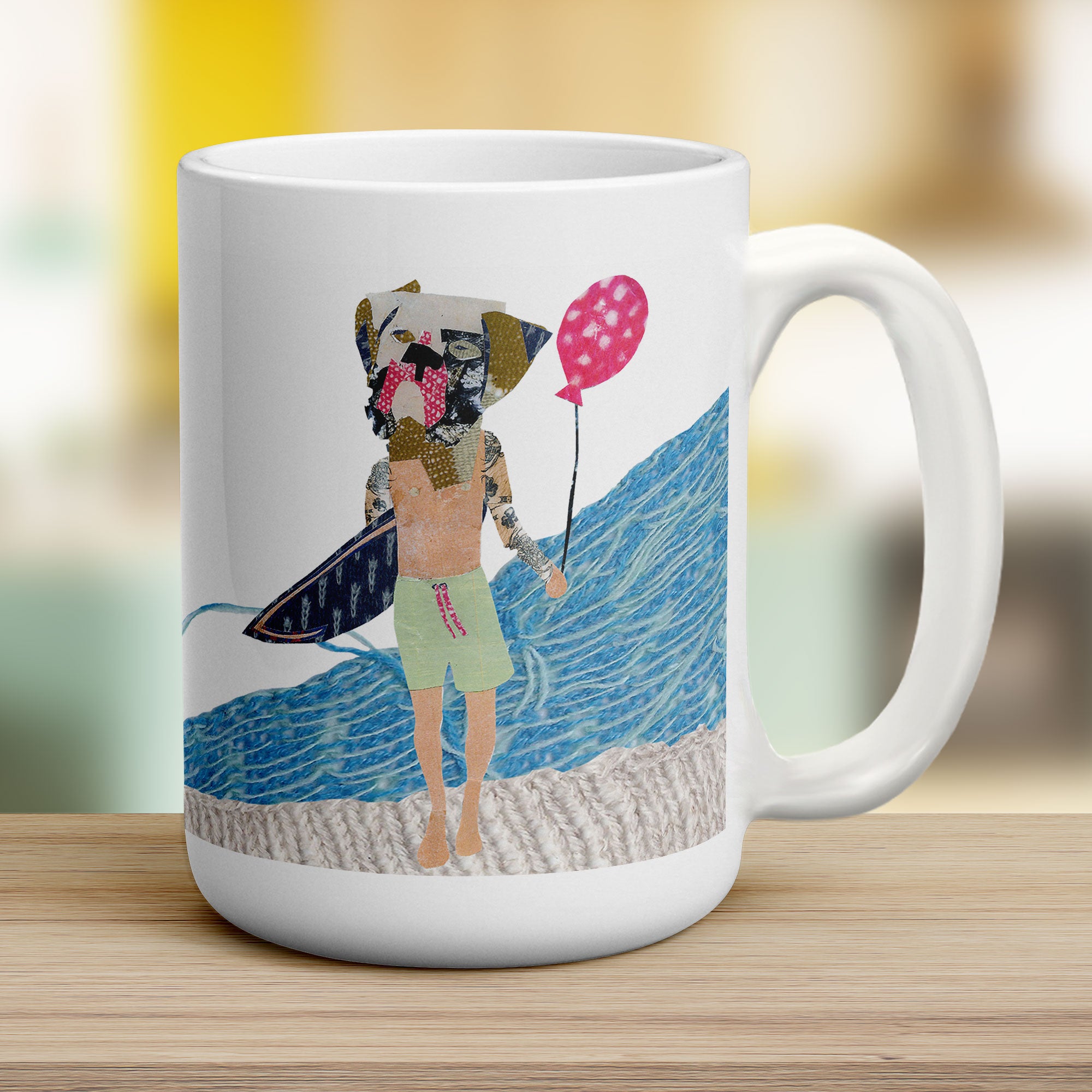 Surfer Dog Mug by Zoe Spry - Jumbo 440ml (15oz) / White