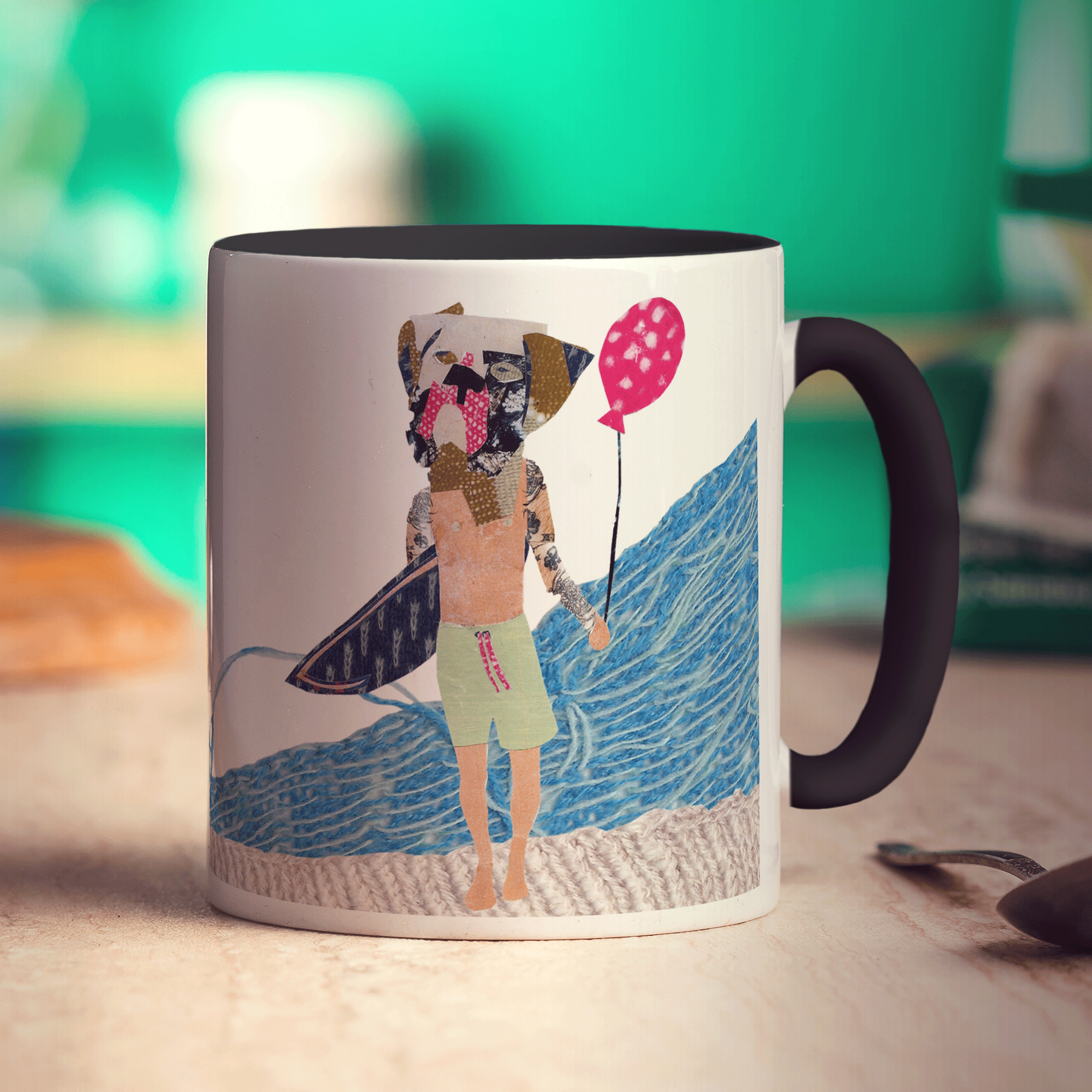 Surfer Dog Mug by Zoe Spry - Standard 330ml (11oz) / Black