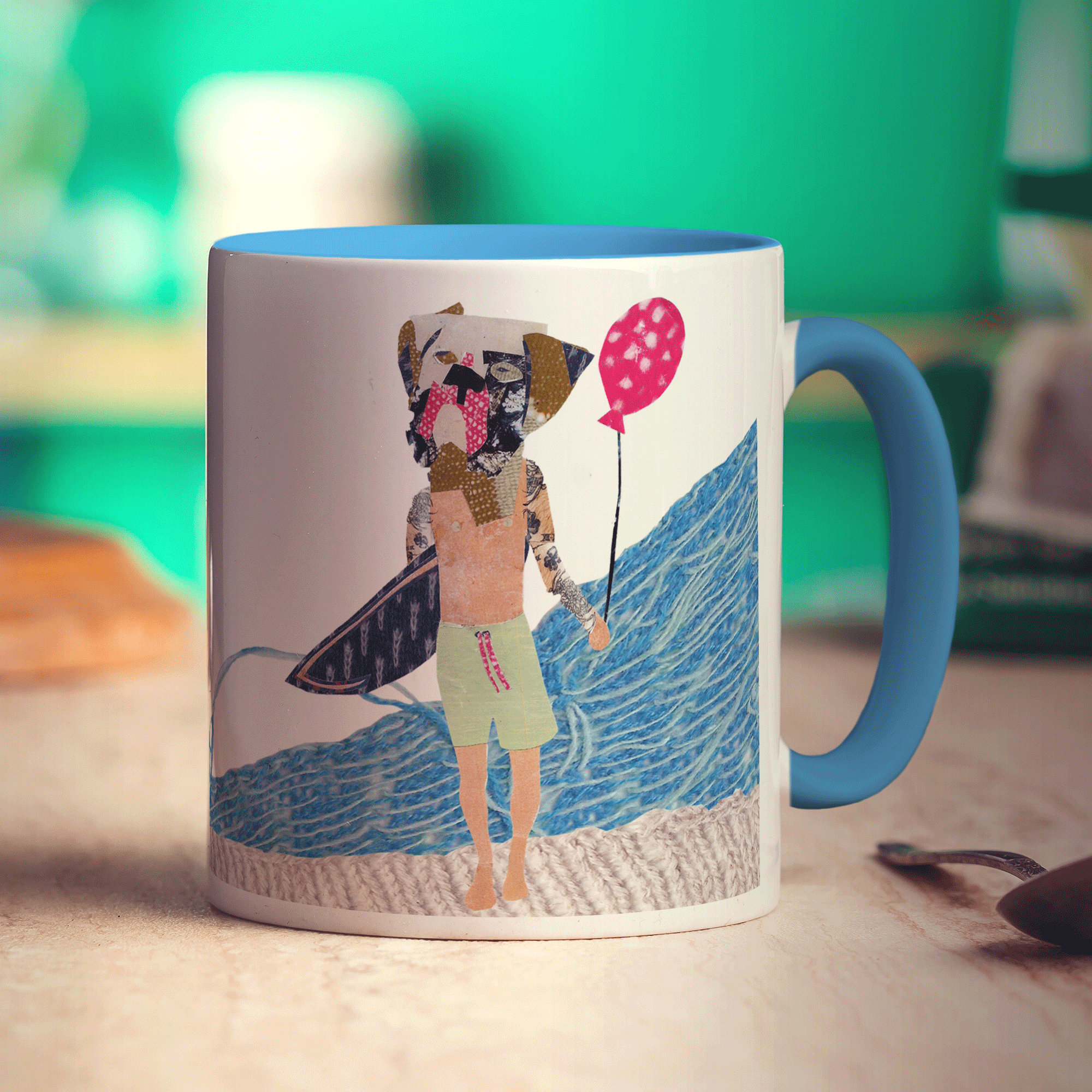 Surfer Dog Mug by Zoe Spry - Standard 330ml (11oz) / Blue