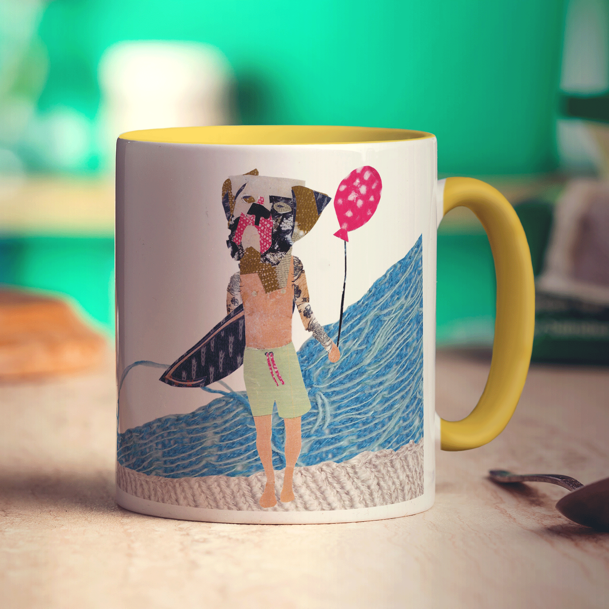 Surfer Dog Mug by Zoe Spry - Standard 330ml (11oz) / Yellow