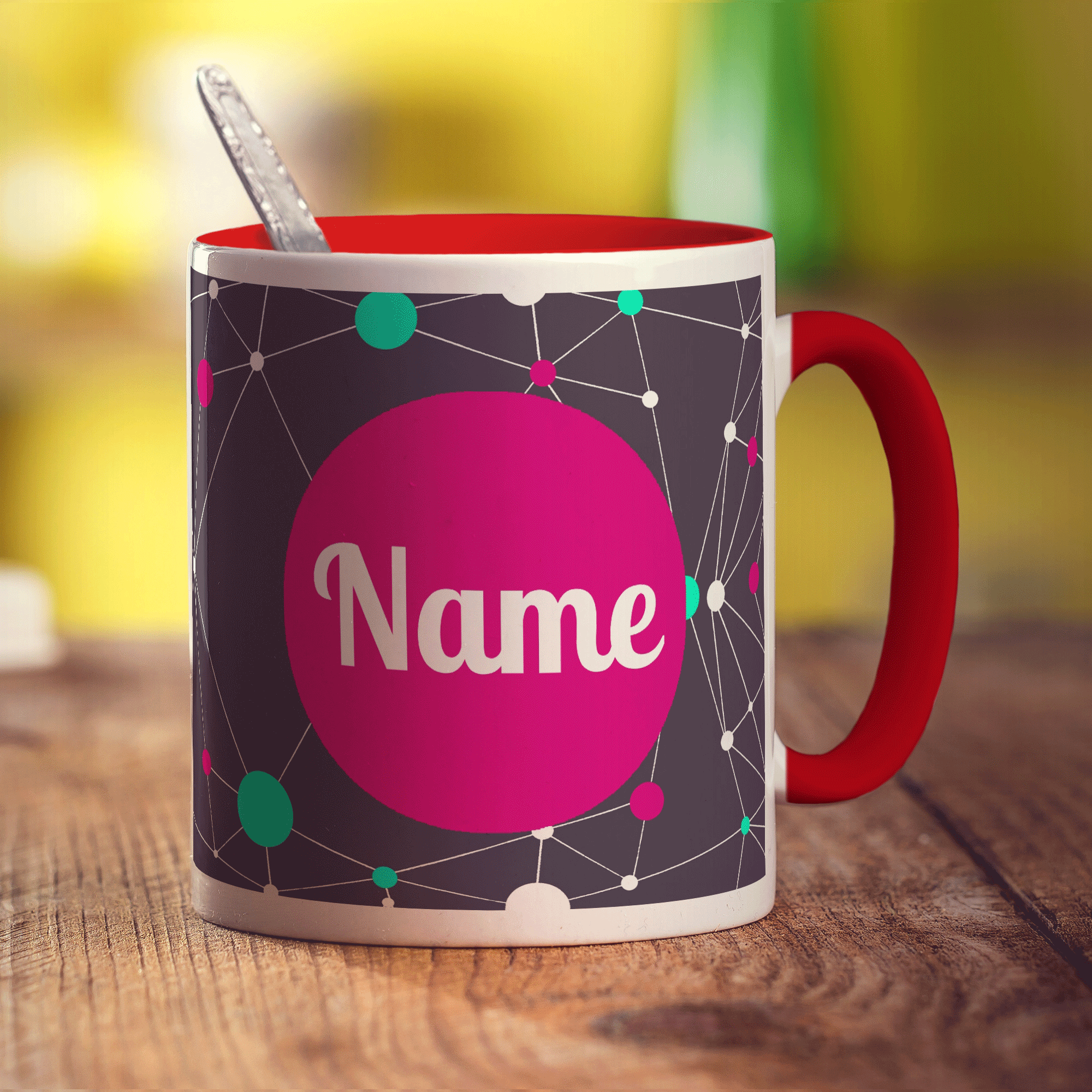 Geometric Mug by Jessica Peppin - Standard 330ml (11oz) / Red