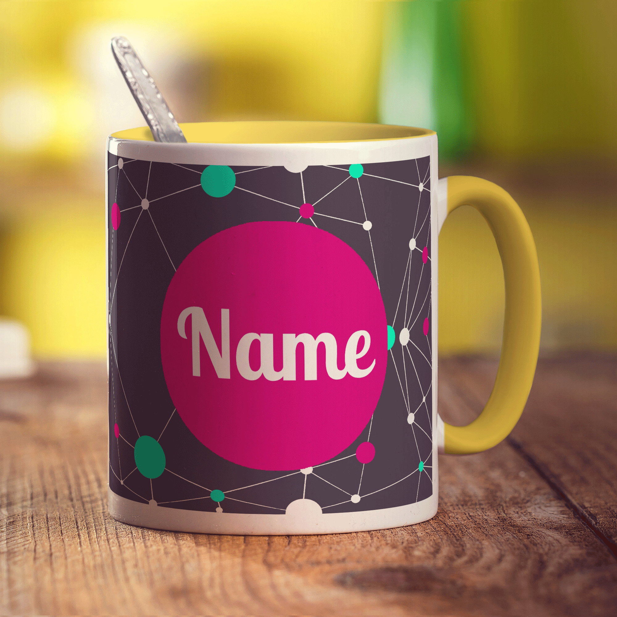 Geometric Mug by Jessica Peppin - Standard 330ml (11oz) / Yellow