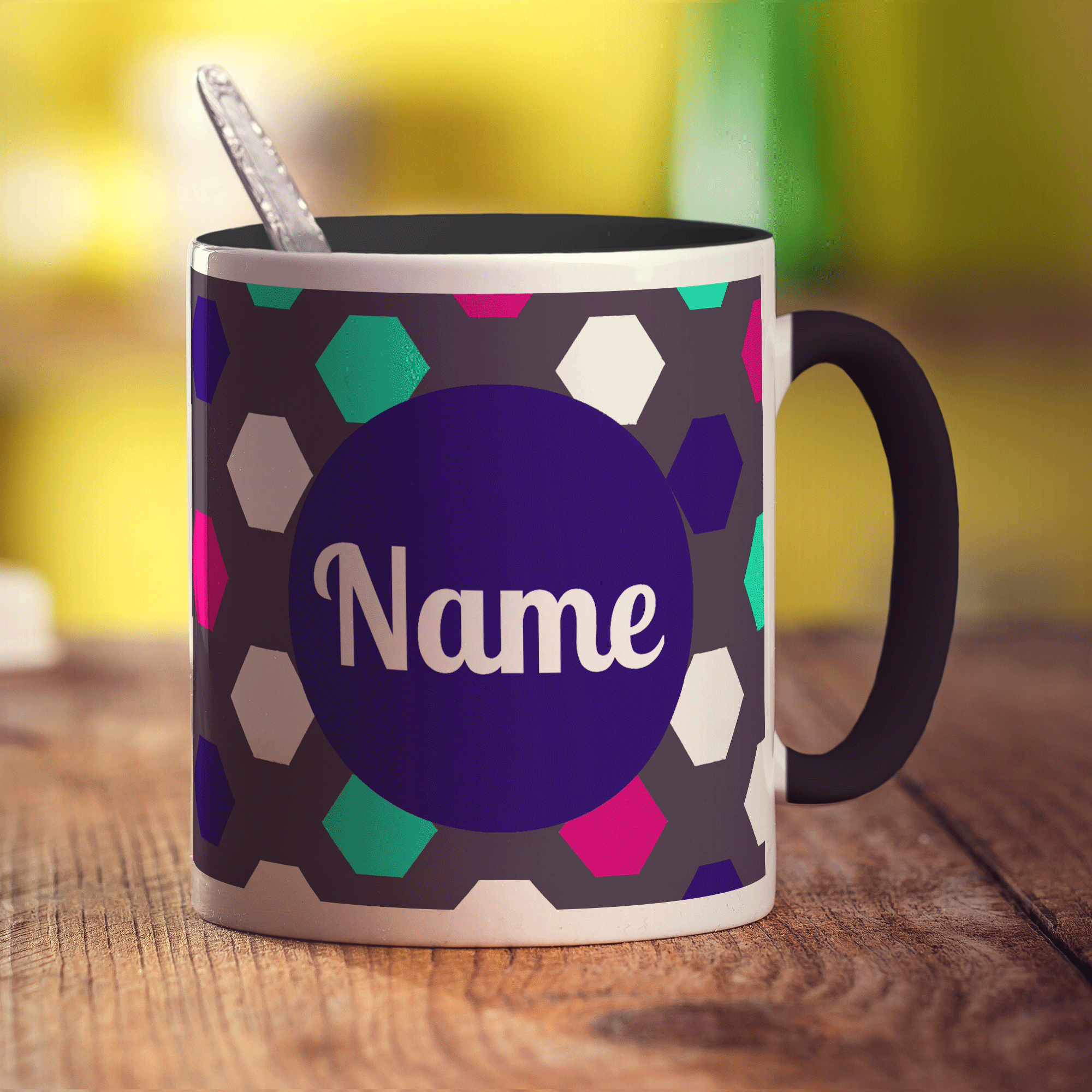 Hexagon Name Mug by Jessica Peppin