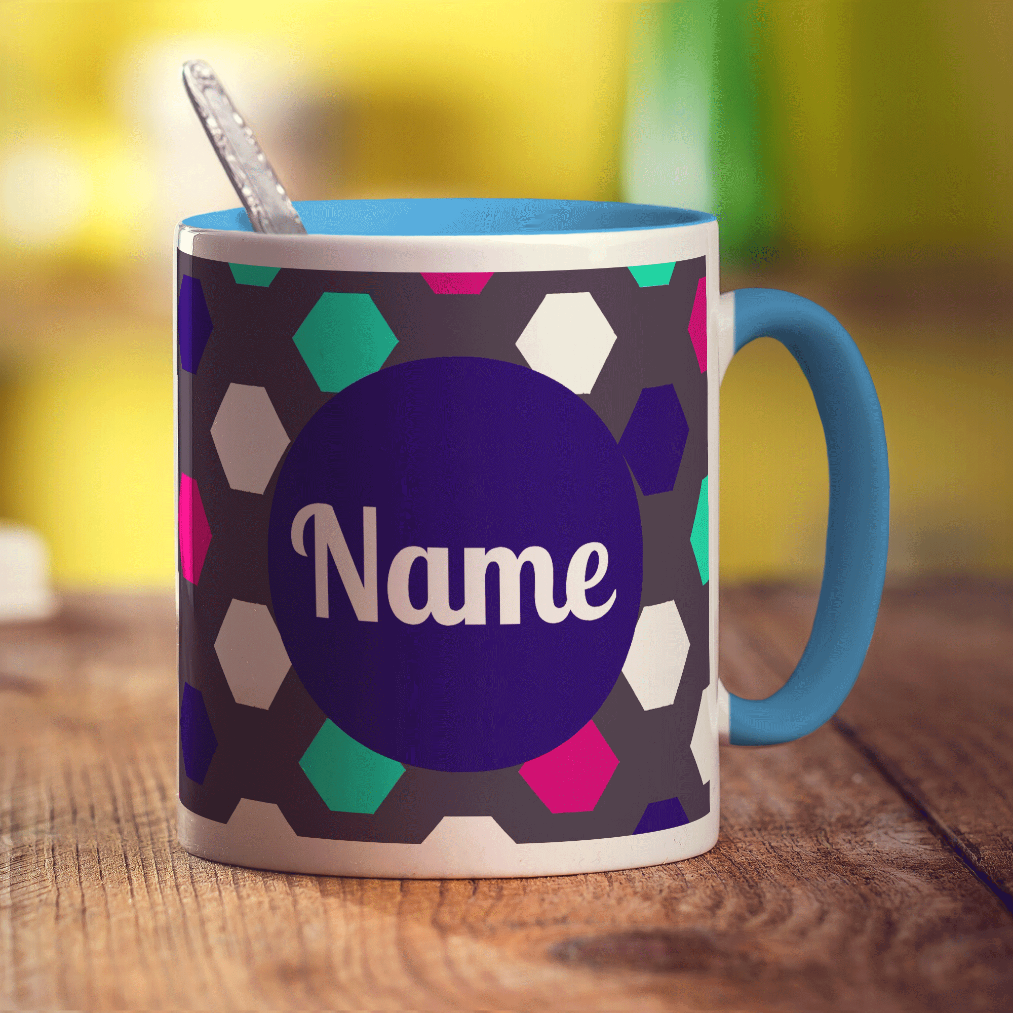 Hexagon Name Mug by Jessica Peppin