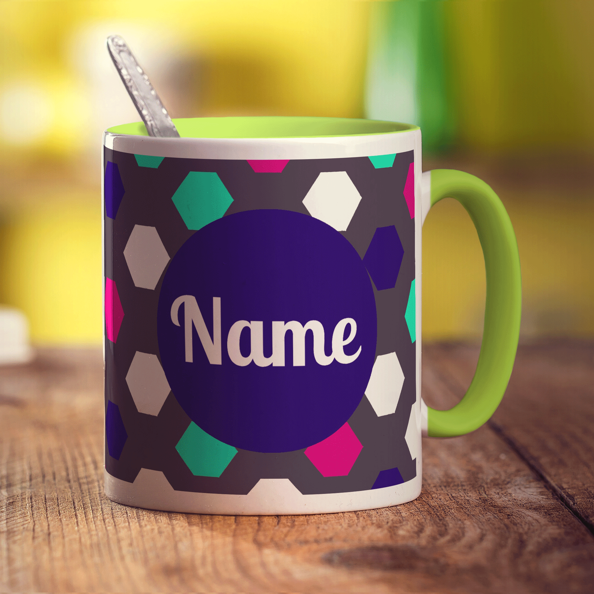 Hexagon Name Mug by Jessica Peppin