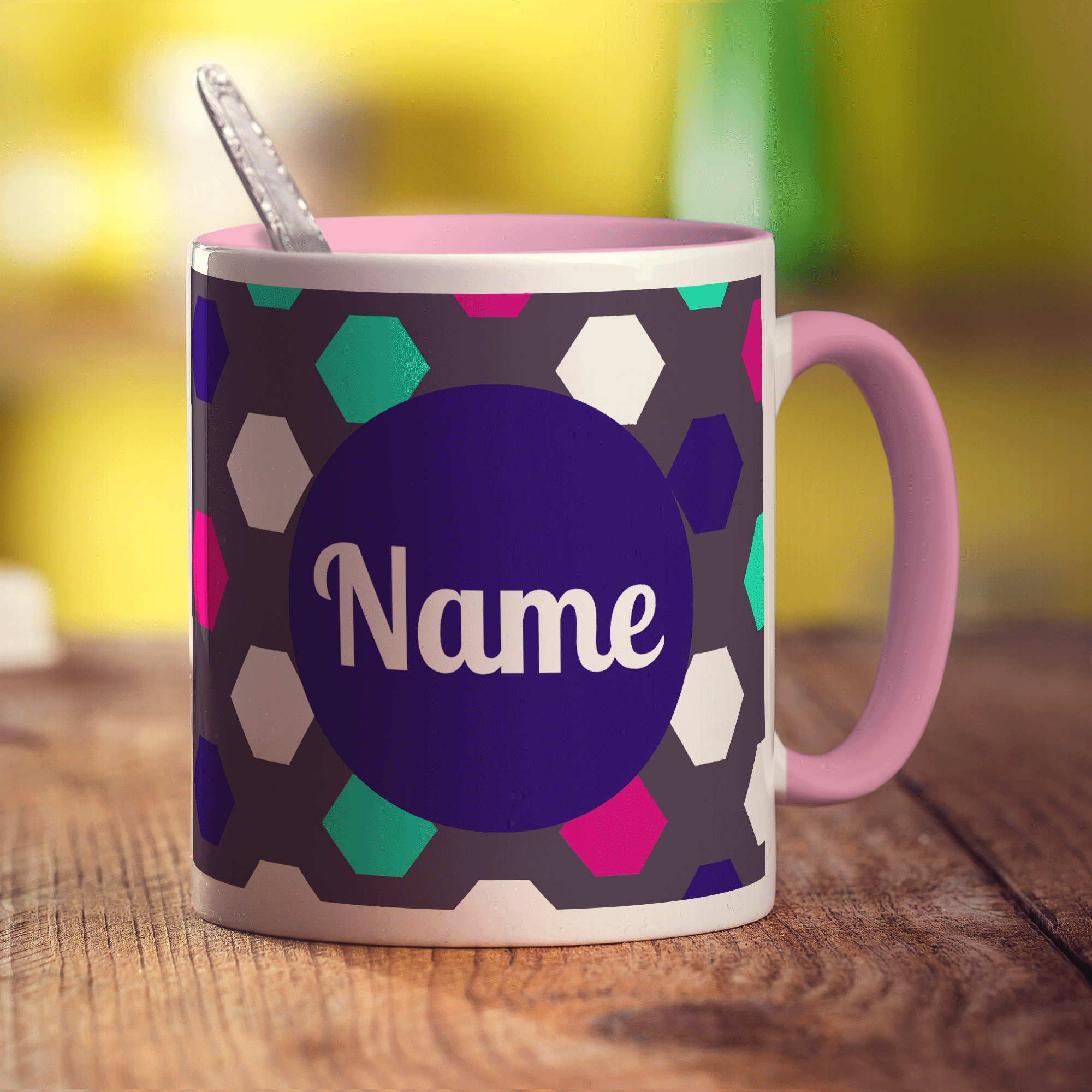 Hexagon Name Mug by Jessica Peppin