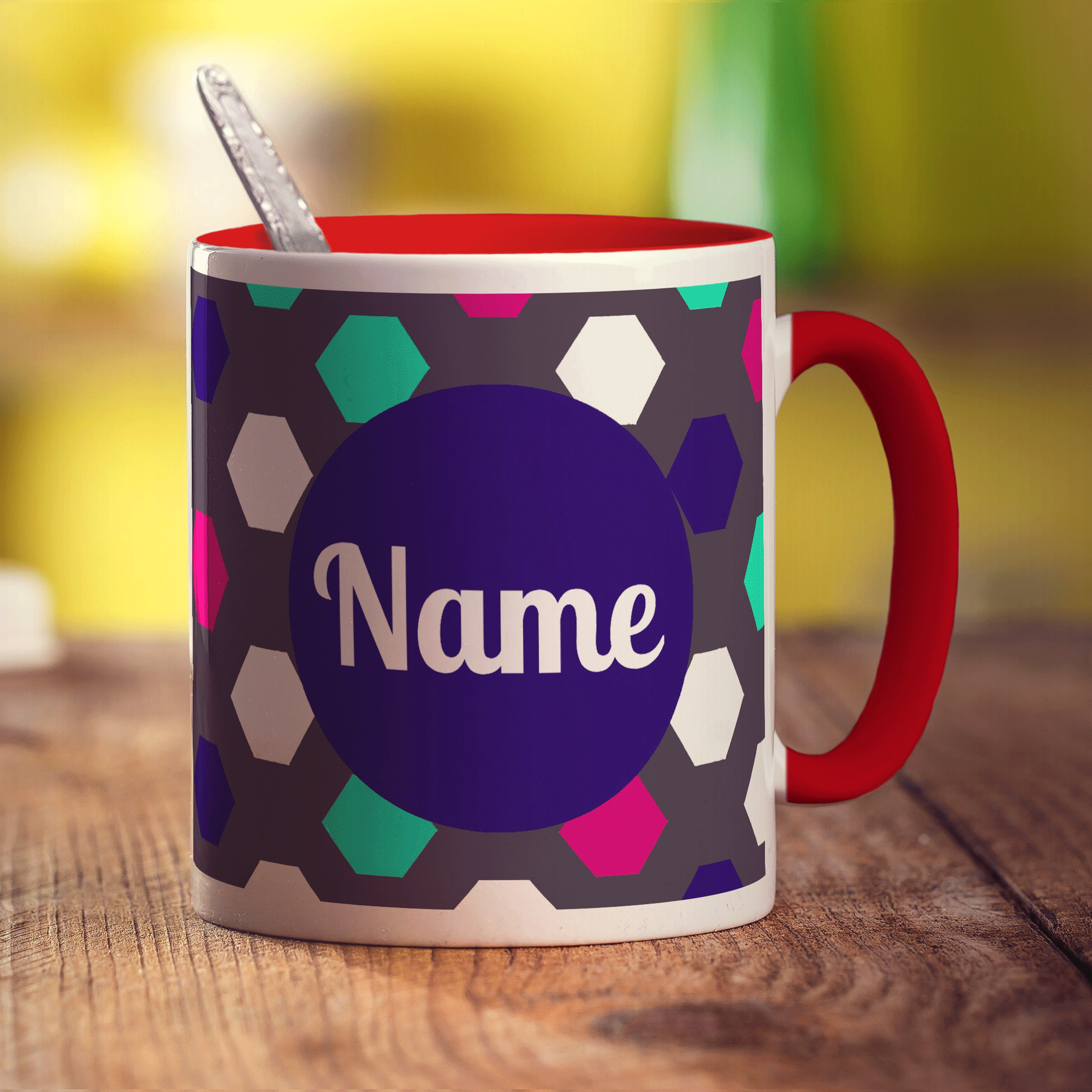 Hexagon Name Mug by Jessica Peppin