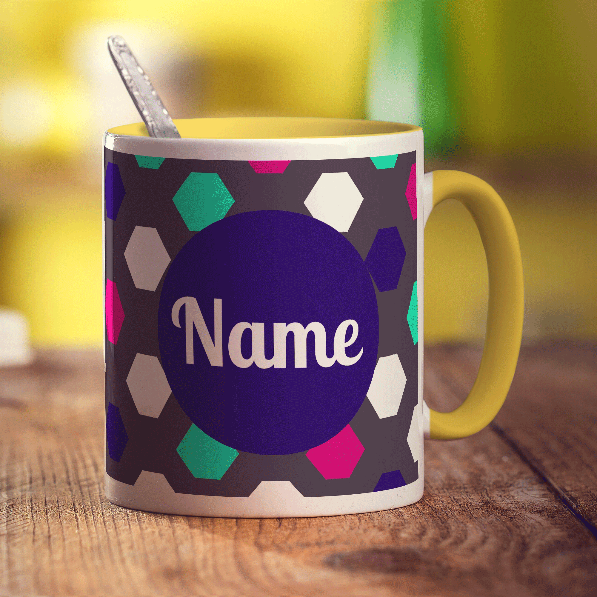 Hexagon Name Mug by Jessica Peppin