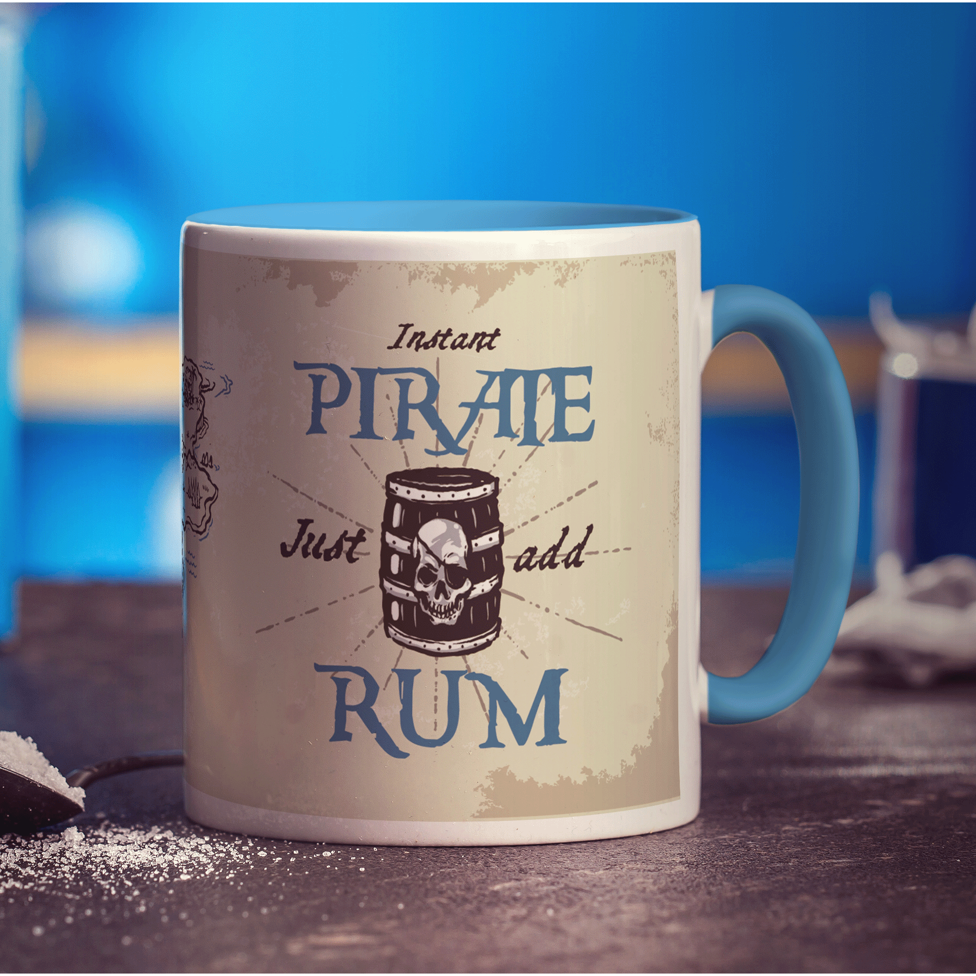 Instant Pirate Mug with Barrel Design - Standard 330ml (11oz) / Blue