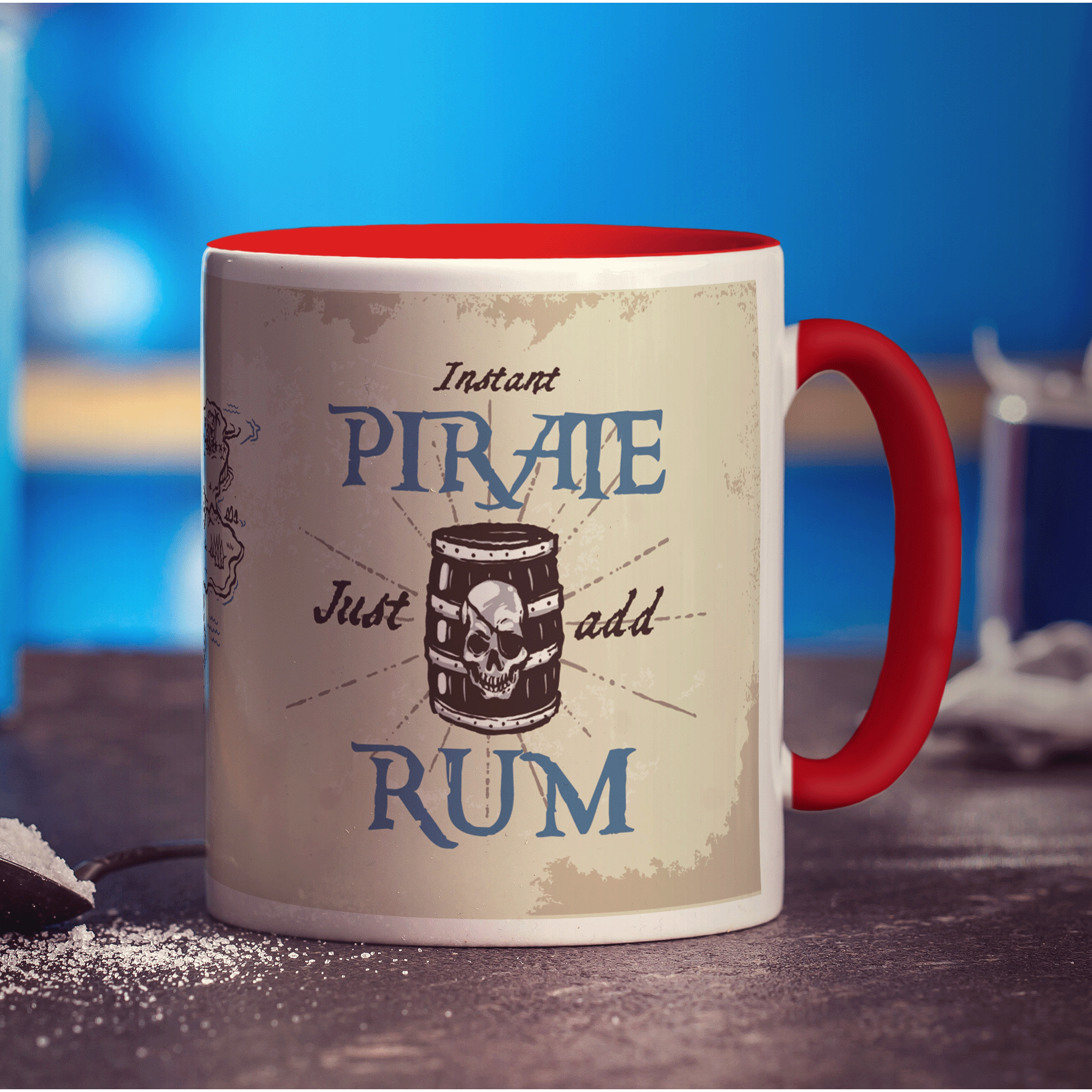 Instant Pirate Mug with Barrel Design - Standard 330ml (11oz) / Red