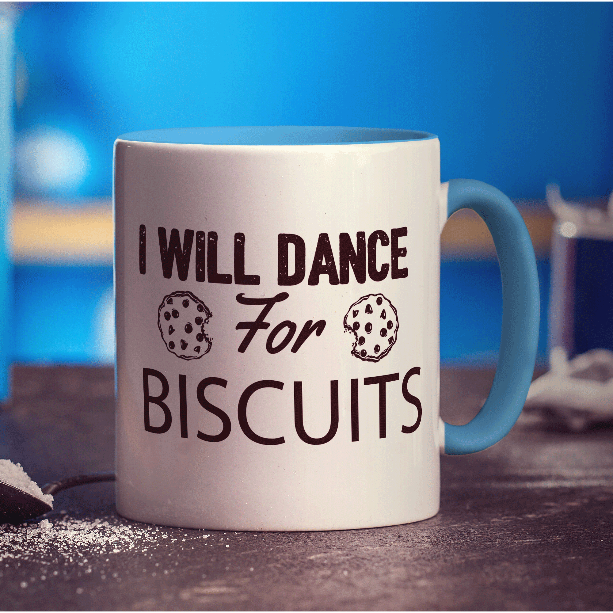 I Will Dance For Biscuits Mug - Standard 330ml (11oz) / Blue