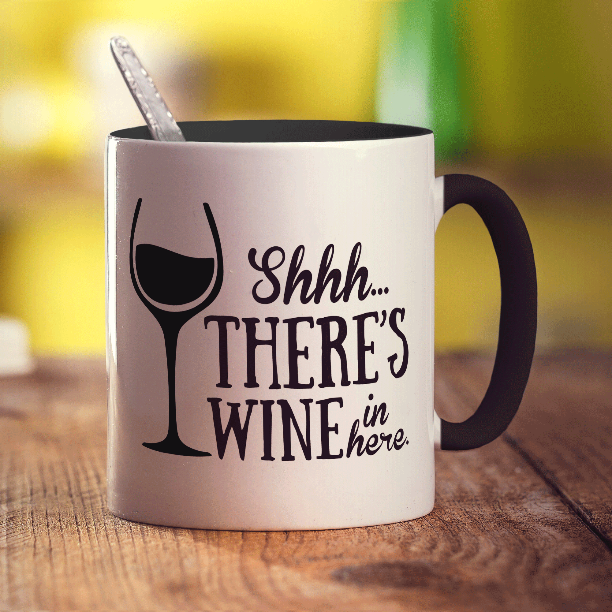 Shh There's Wine In Here Mug - Standard 330ml (11oz) / Black